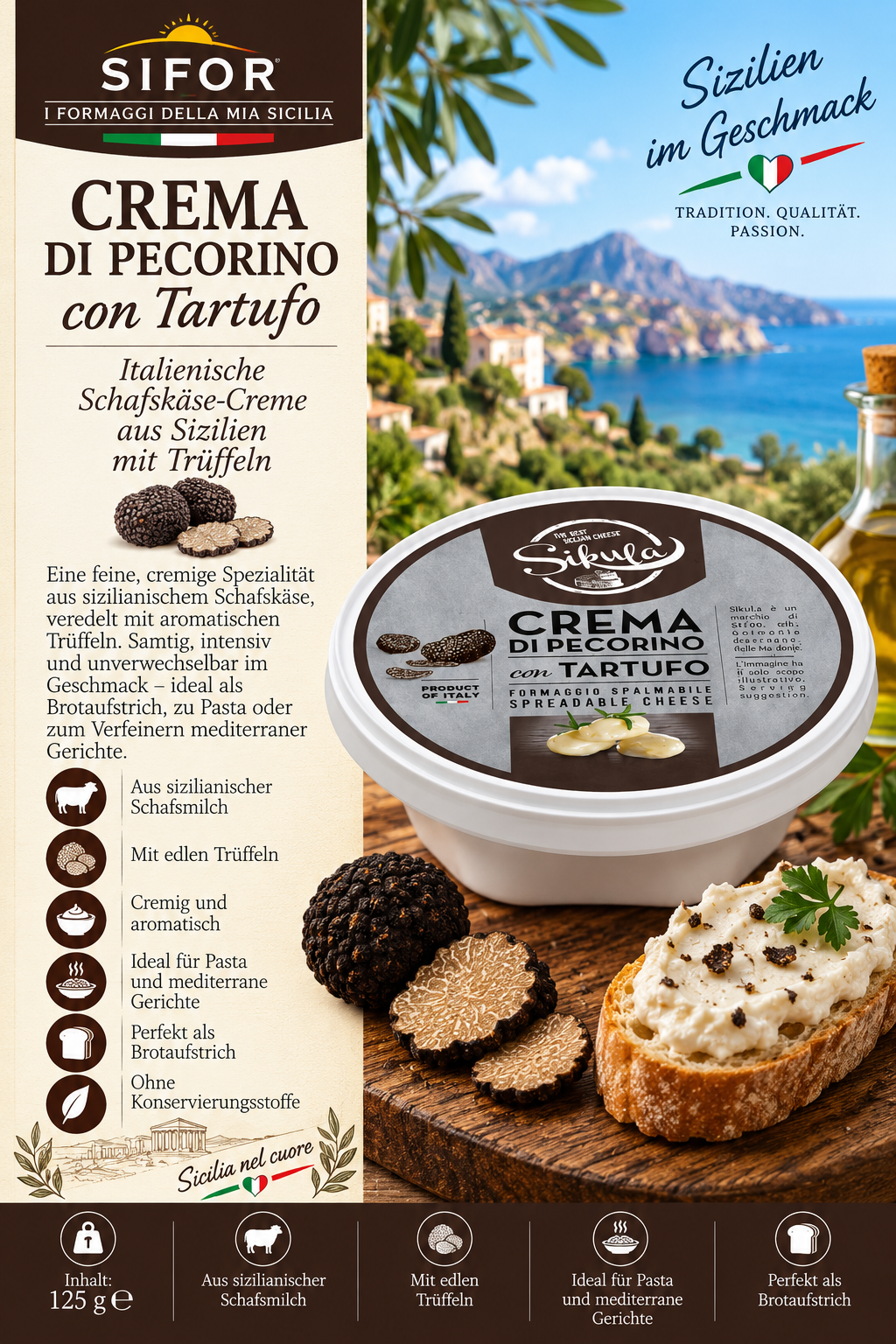 Käse, Sicilia, Pallone, Trüffel, Schafsmilch