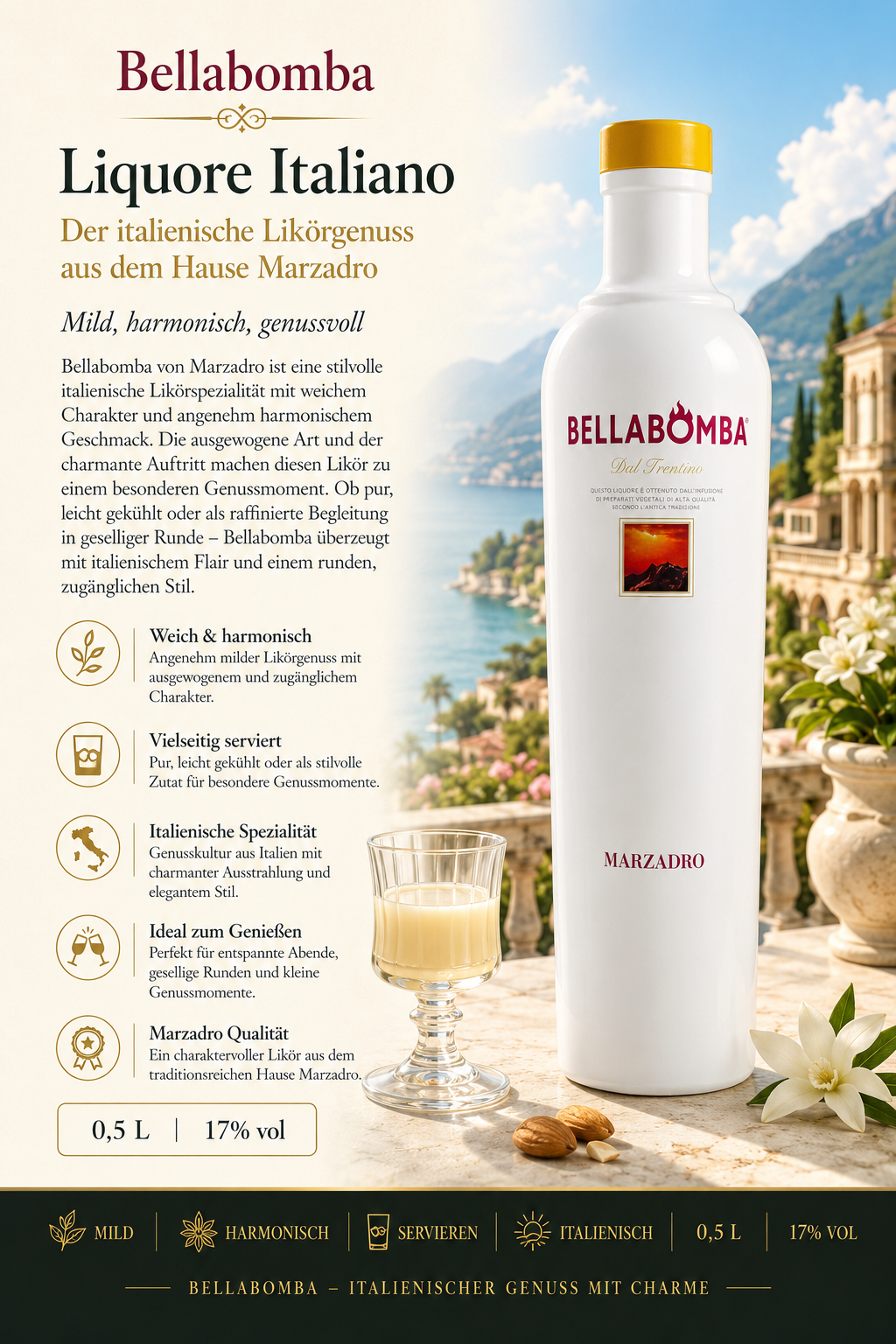Likör, Italienischer Likör, Flasche, 0,5 L, 16-17% Vol