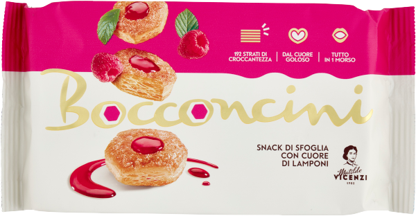 Blätterteiggebäck Bocconcini mit Himbeerencremefüllung 90g | Vicenzi