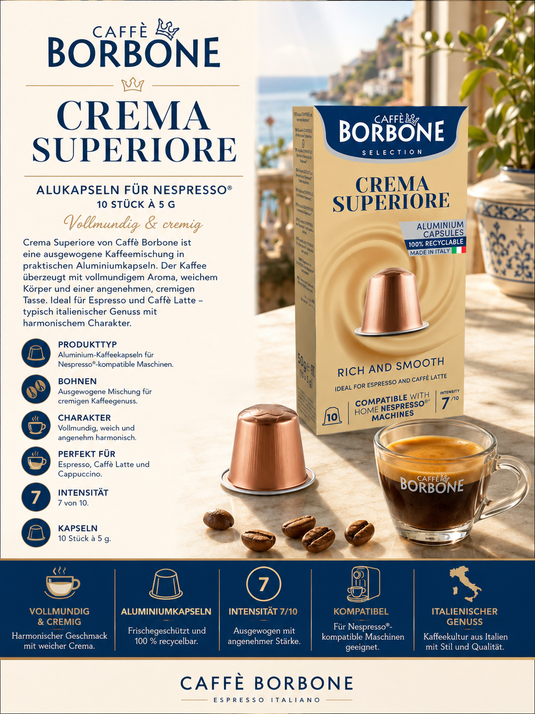 Kapseln, Aluminium, Espresso, Cremá, Italienisch