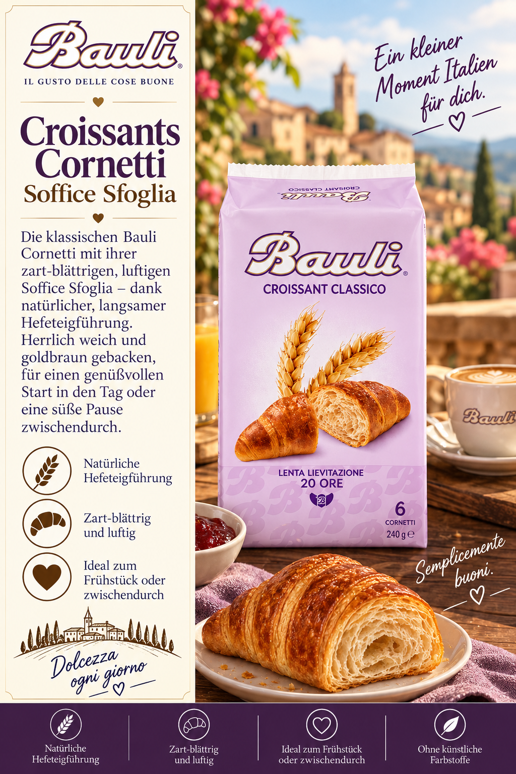 Croissant, Cornetti, Soffice Sfoglia, Wheat Croissant, 180° croissant