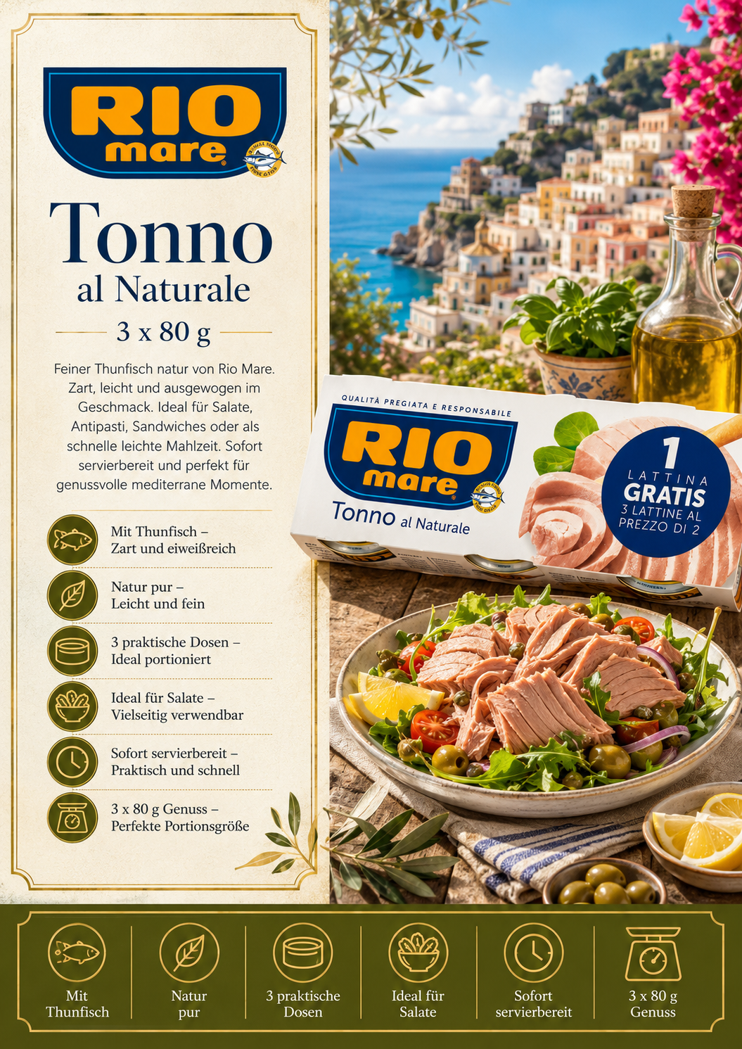 Tonno, Konserve, Öl, mediterran, Salat