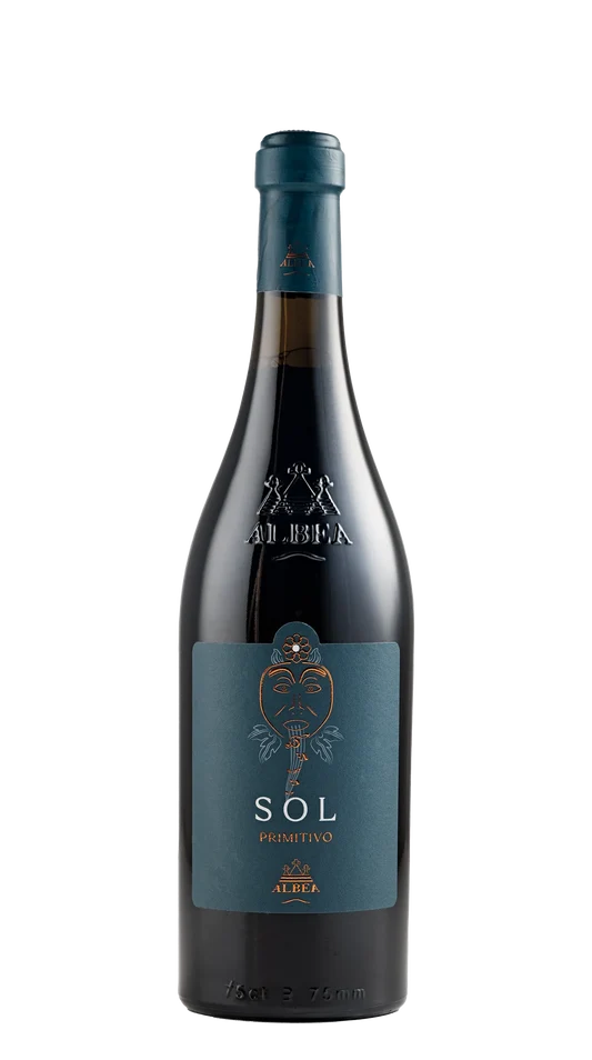 Wein, Rotwein, Primitivo, Flasche, Etikett blau
