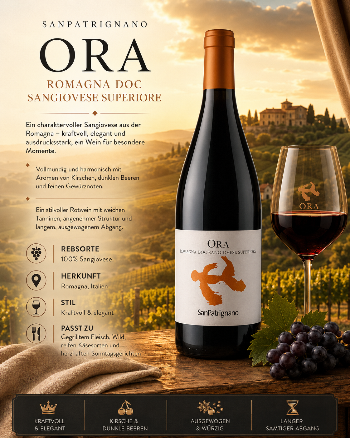 Weinflasche, Rotwein, Sangiovese, Italien, Weinreben