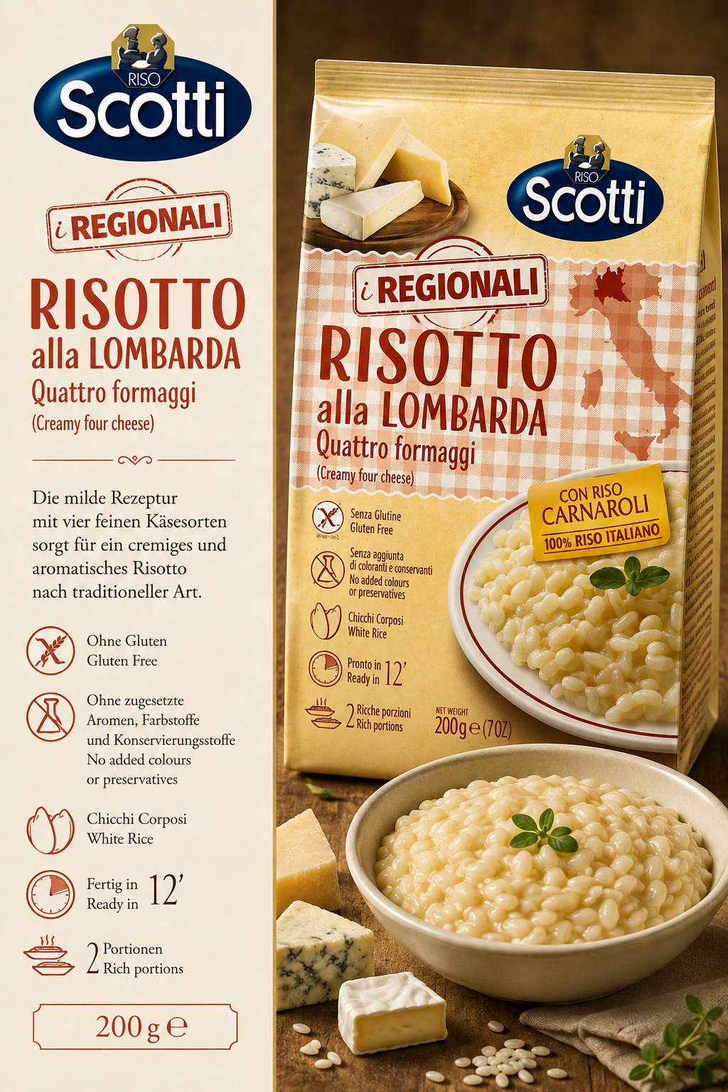 Risotto, Lombarda, Quattro formaggi, Riso, Formaggio