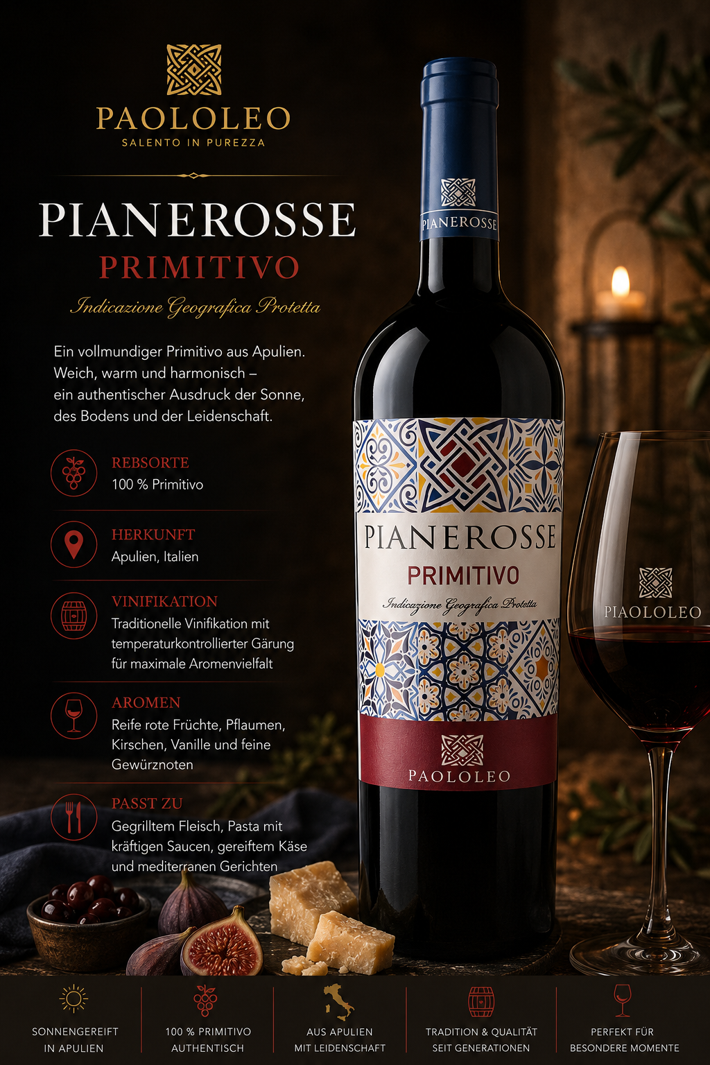 Wein, Primitivo, Flasche, Etikett, Vino