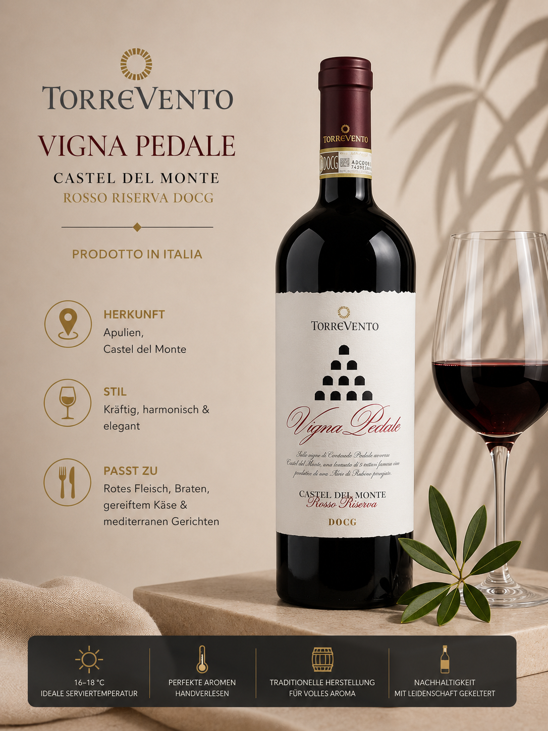 Wein, Rotwein, VignPedale, DOCG, Castel Del Monte