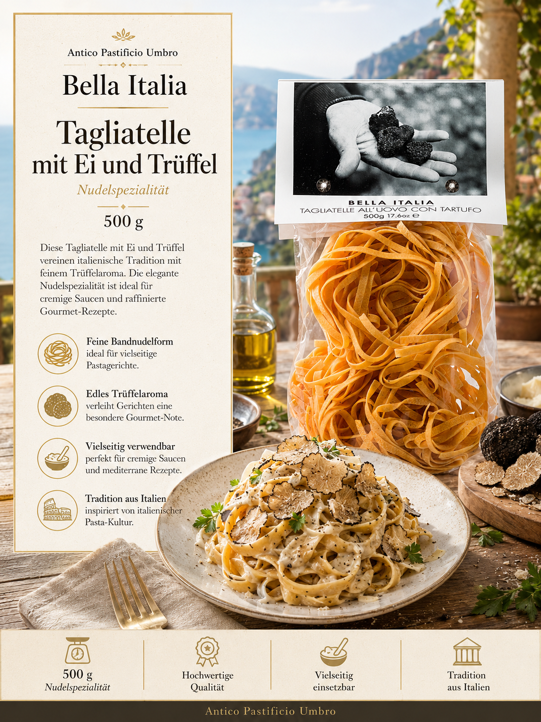 Tagliatelle, Pastagarnitur, Nudeln, Eier-Trüffel, italienische Küche