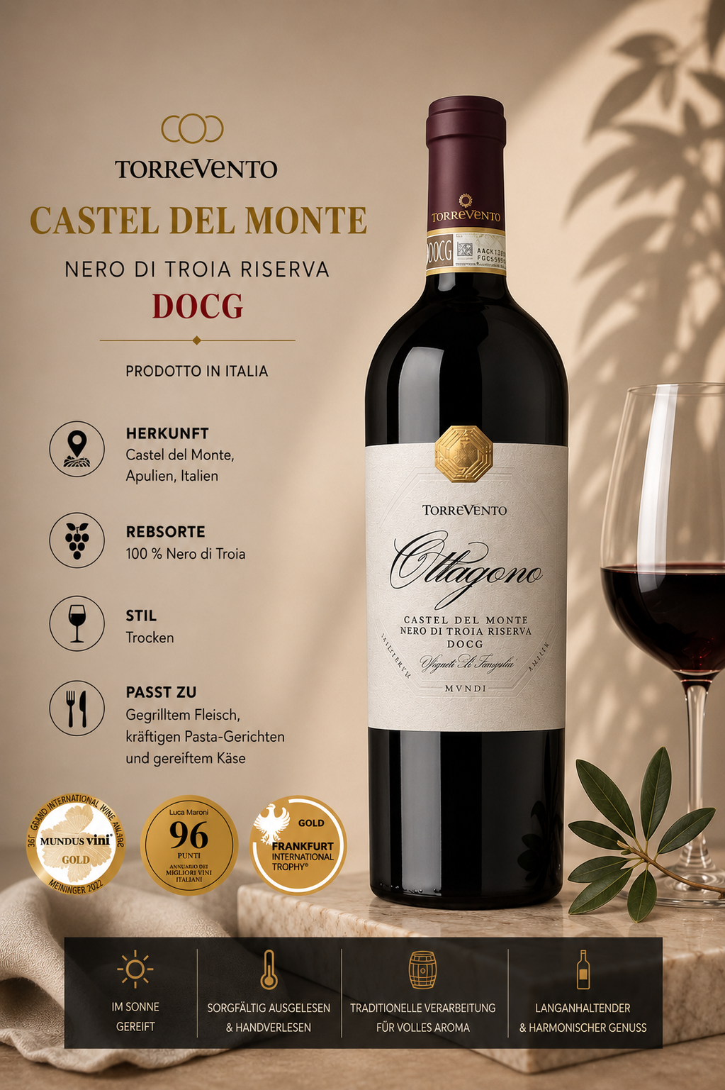 Wein, Rotwein, Nero di Troia, Castel Del Monte, DOCG