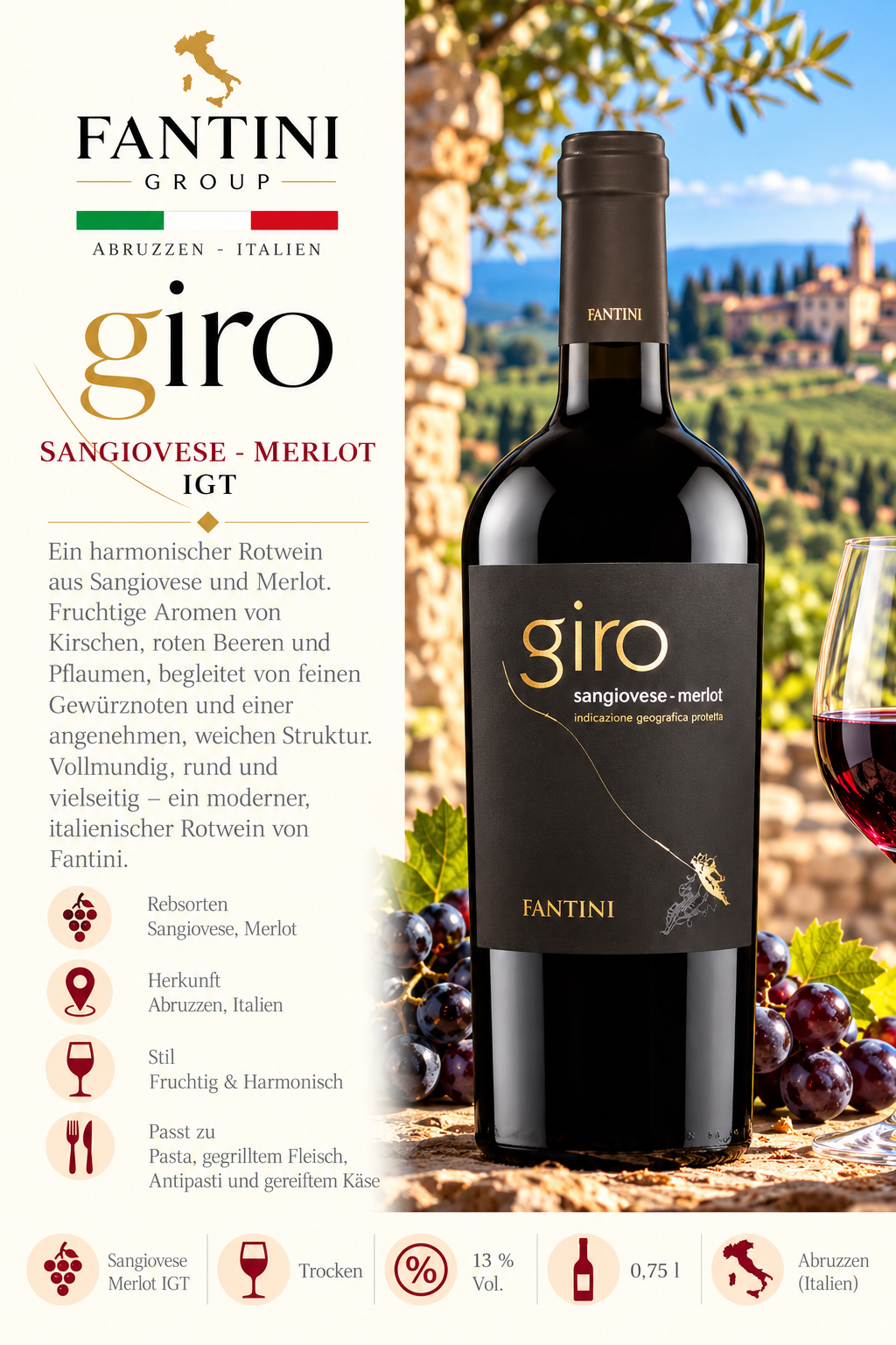 wein, rotwein, Sangiovese-Merlot, Flasche, Italien