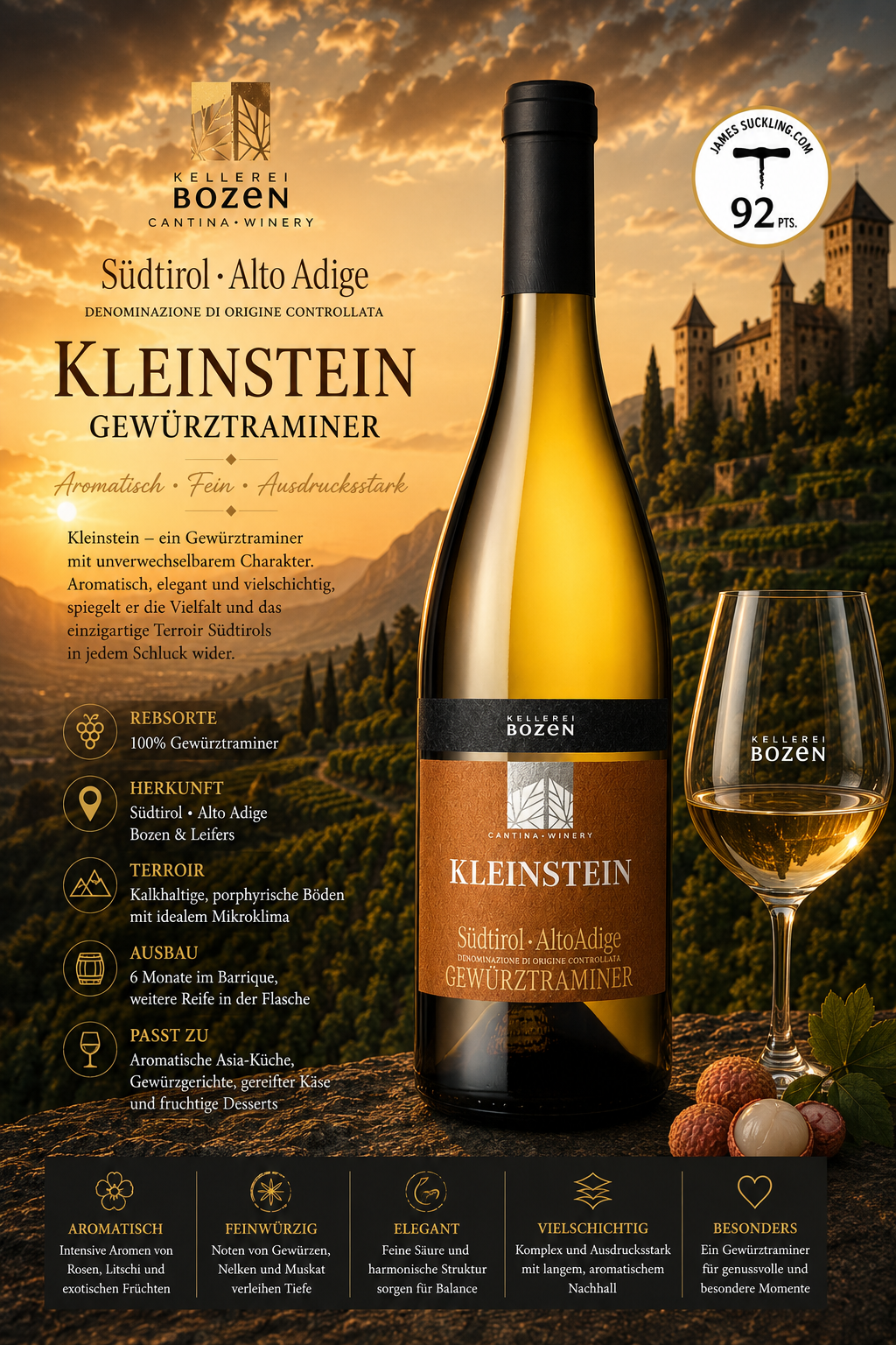 Weißwein, Kleinstein, Gewürztraminer, Südtirol, Alto Adige