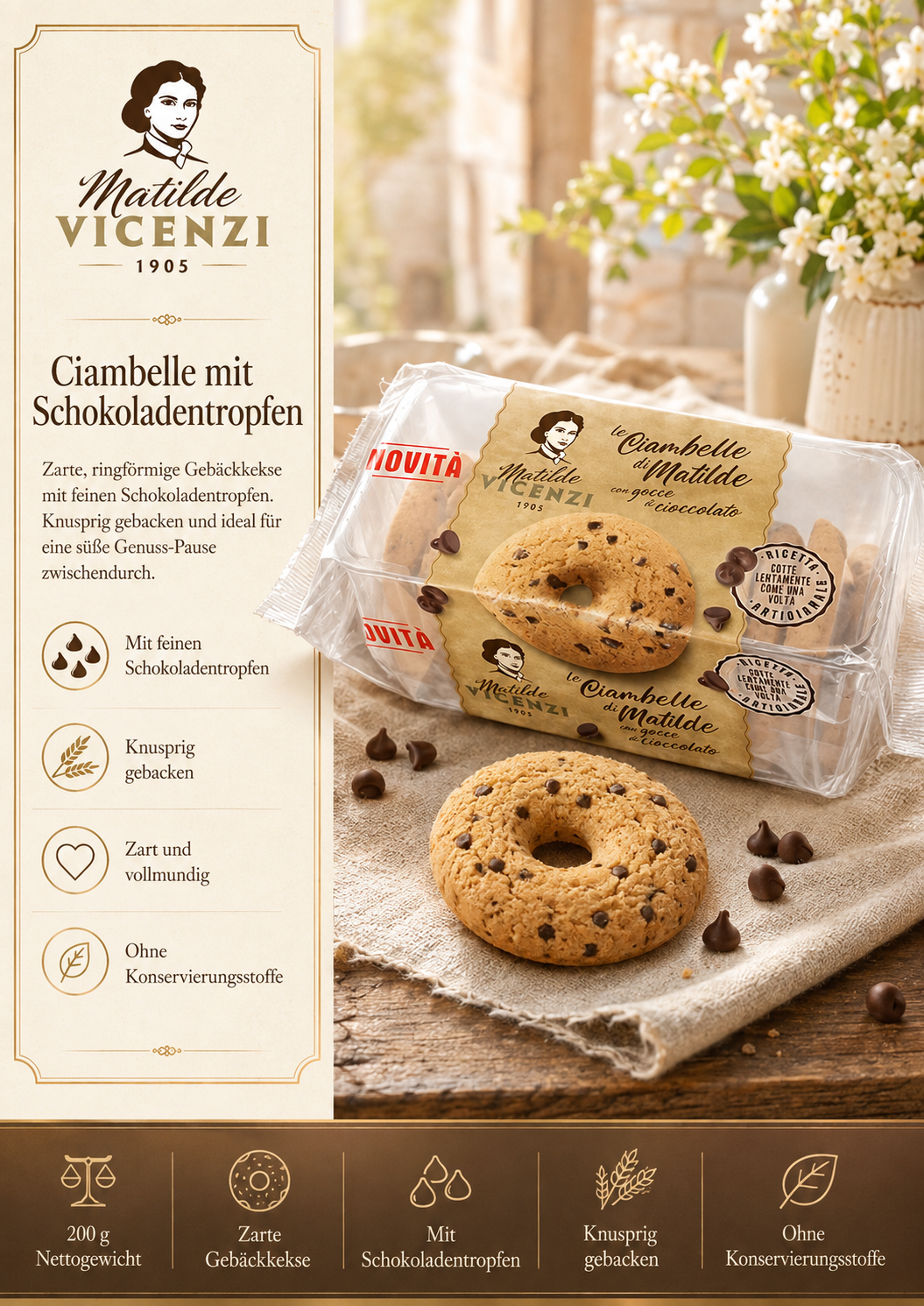Keks, Cookies, Schokoladentropfen, Knusprig, Beutelpackung