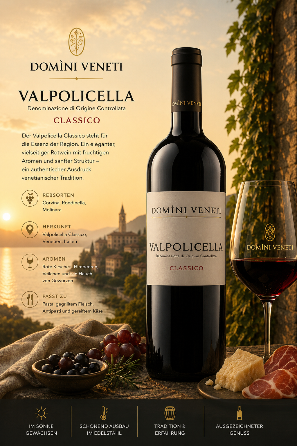 Wein, Rotwein, Valpolicella, Classic o, Etikett Domini Veneti