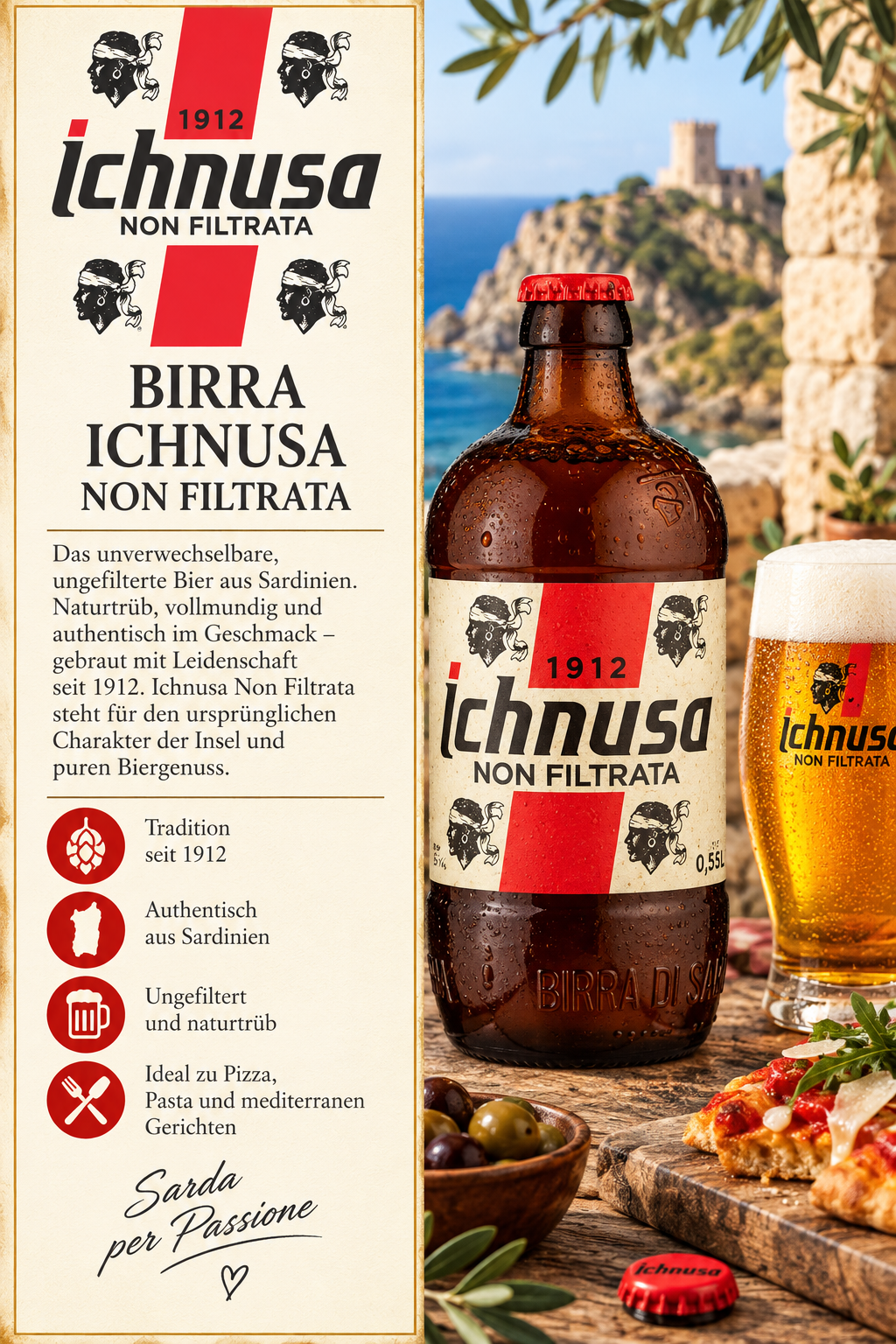 Birra, Non filtrata, Ichnusa, Bottiglia 0,5l, 1892/1912