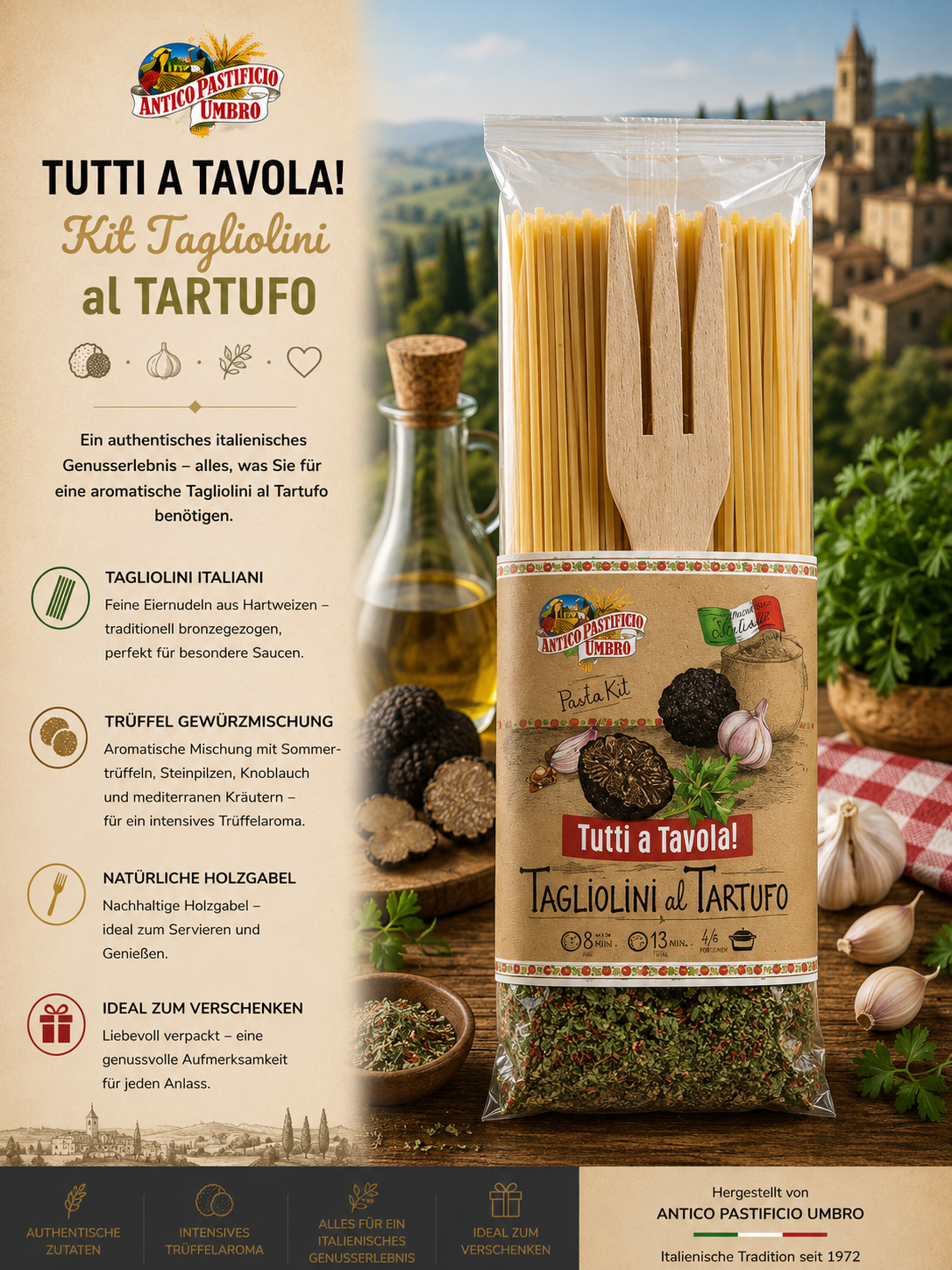 Pasta-Kit, Tagliolini, Trüffel, italienisch, Kräutergewürzung