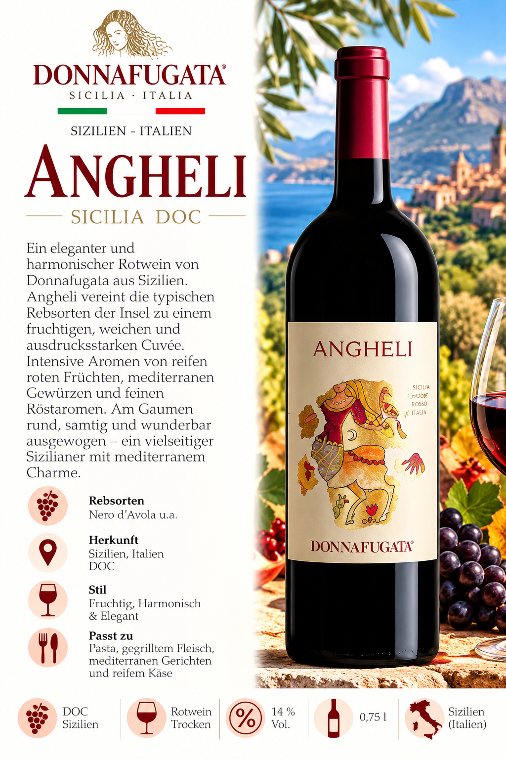 Wein, Rotwein, Sicilia, DOC, Rotwein Trocken