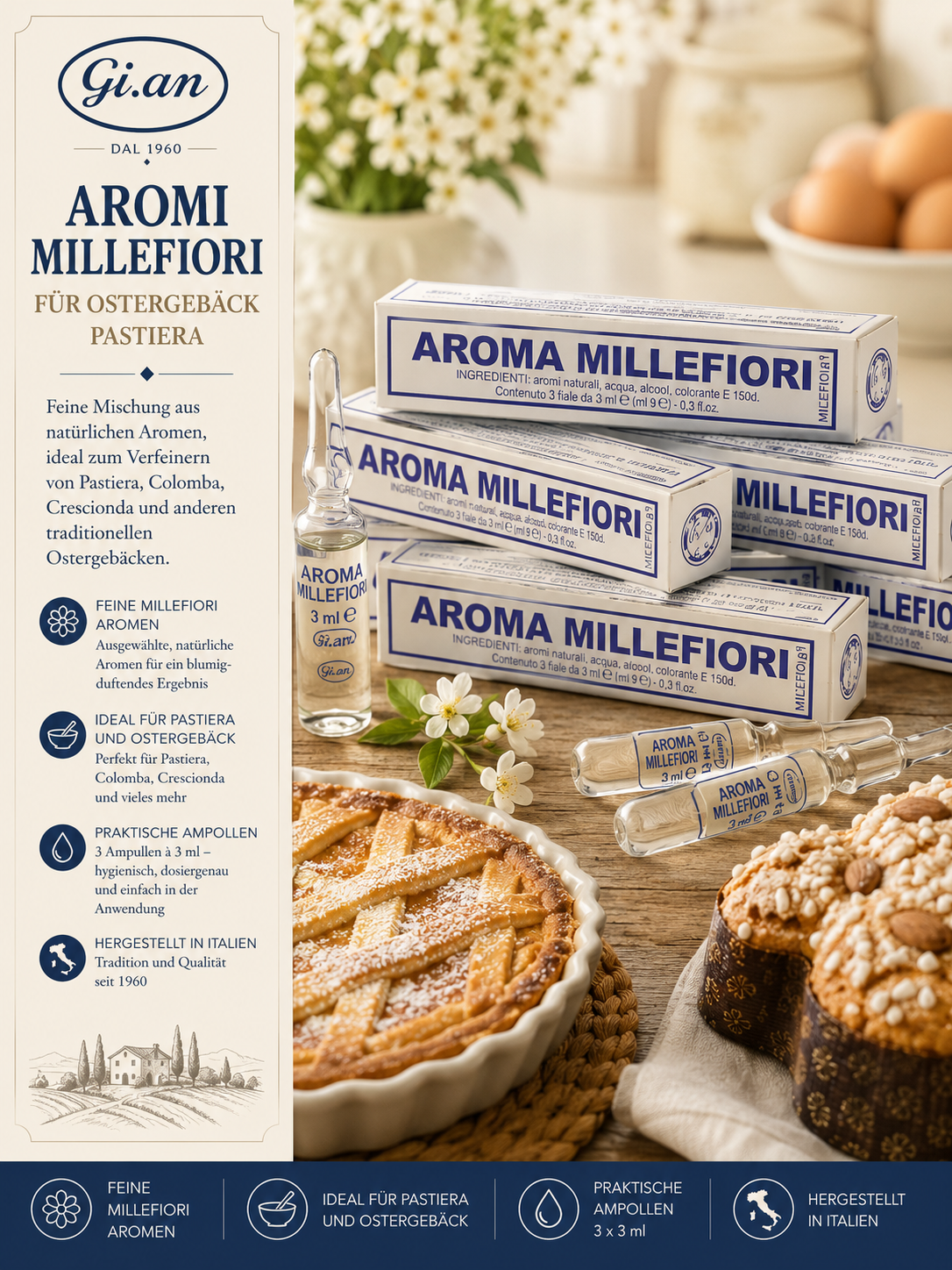 Aroma, Millefiori, Pastiera, Pasteten-Backwerk, Aromabeutel
