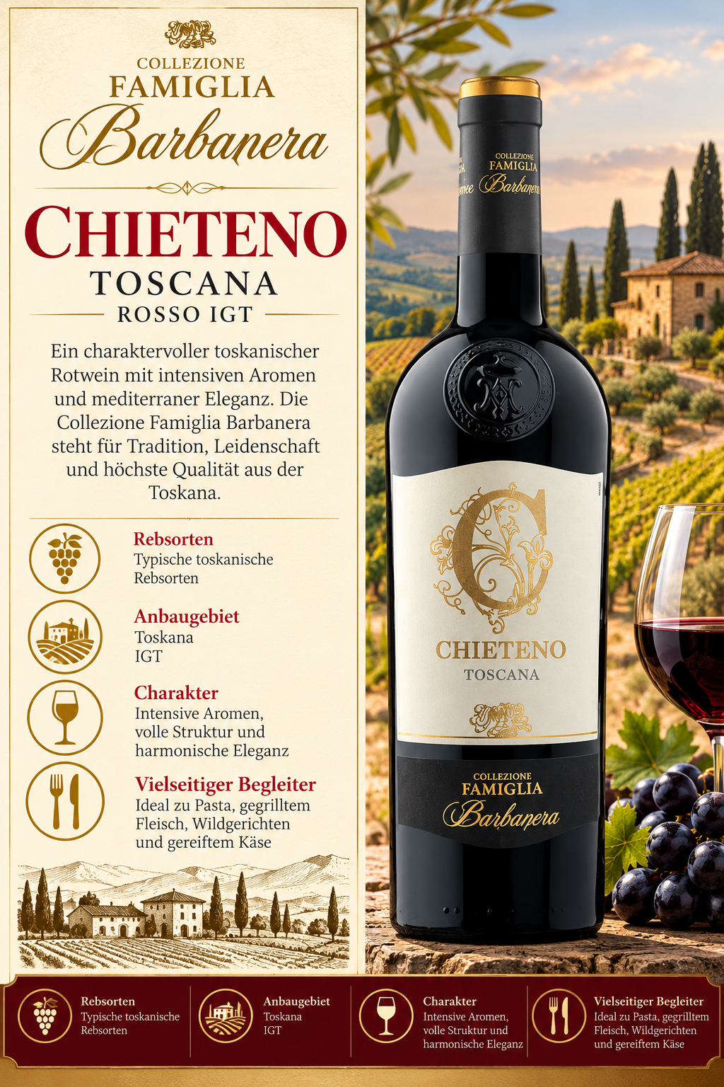 Wein, Rotwein, Toscana, Barbera, Flasche