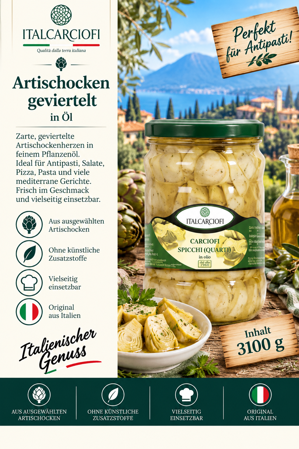 Artischocken, in Öl, Spickchi (Quart), Glaskrug, 3100 g