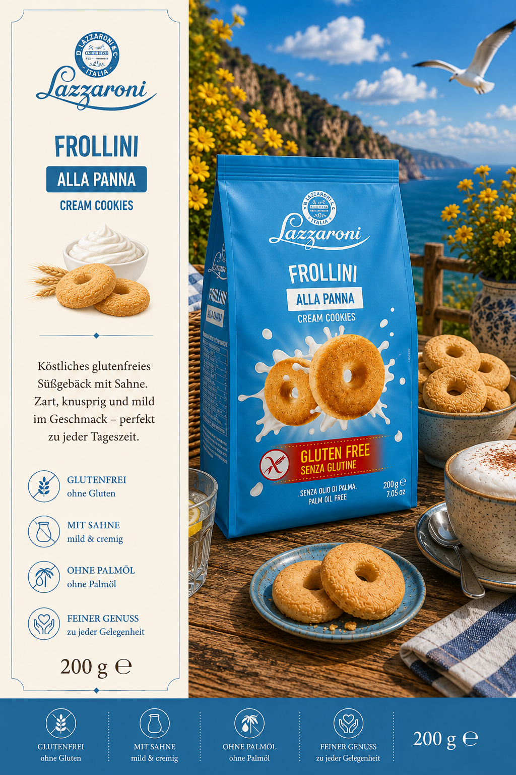 Frollini, Alla Panna, Cream Cookies, Glutenfrei, Palmölfrei