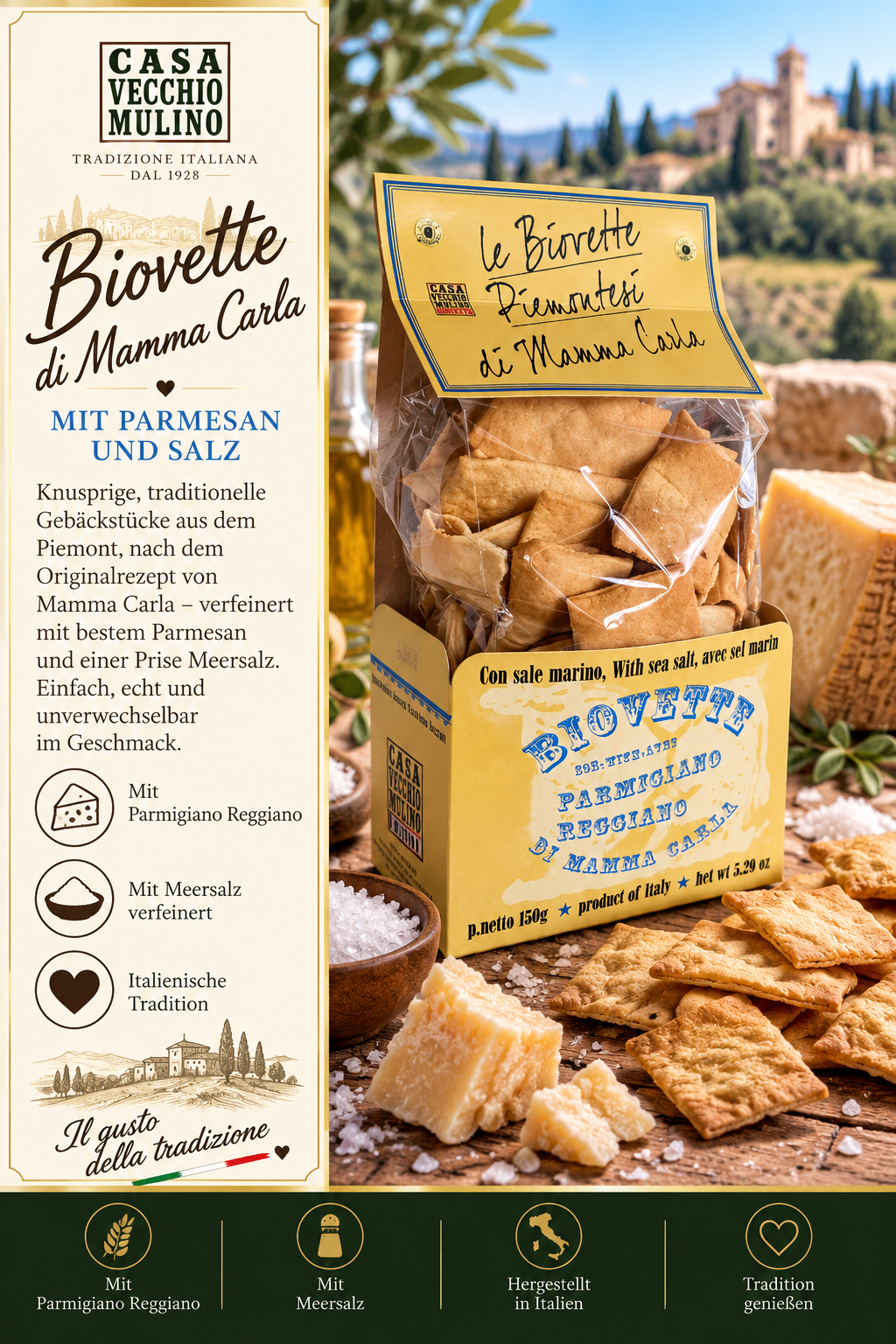 Biovette, Parmesan, Salzgebäck, ItalienischeTradition, MammaCarla