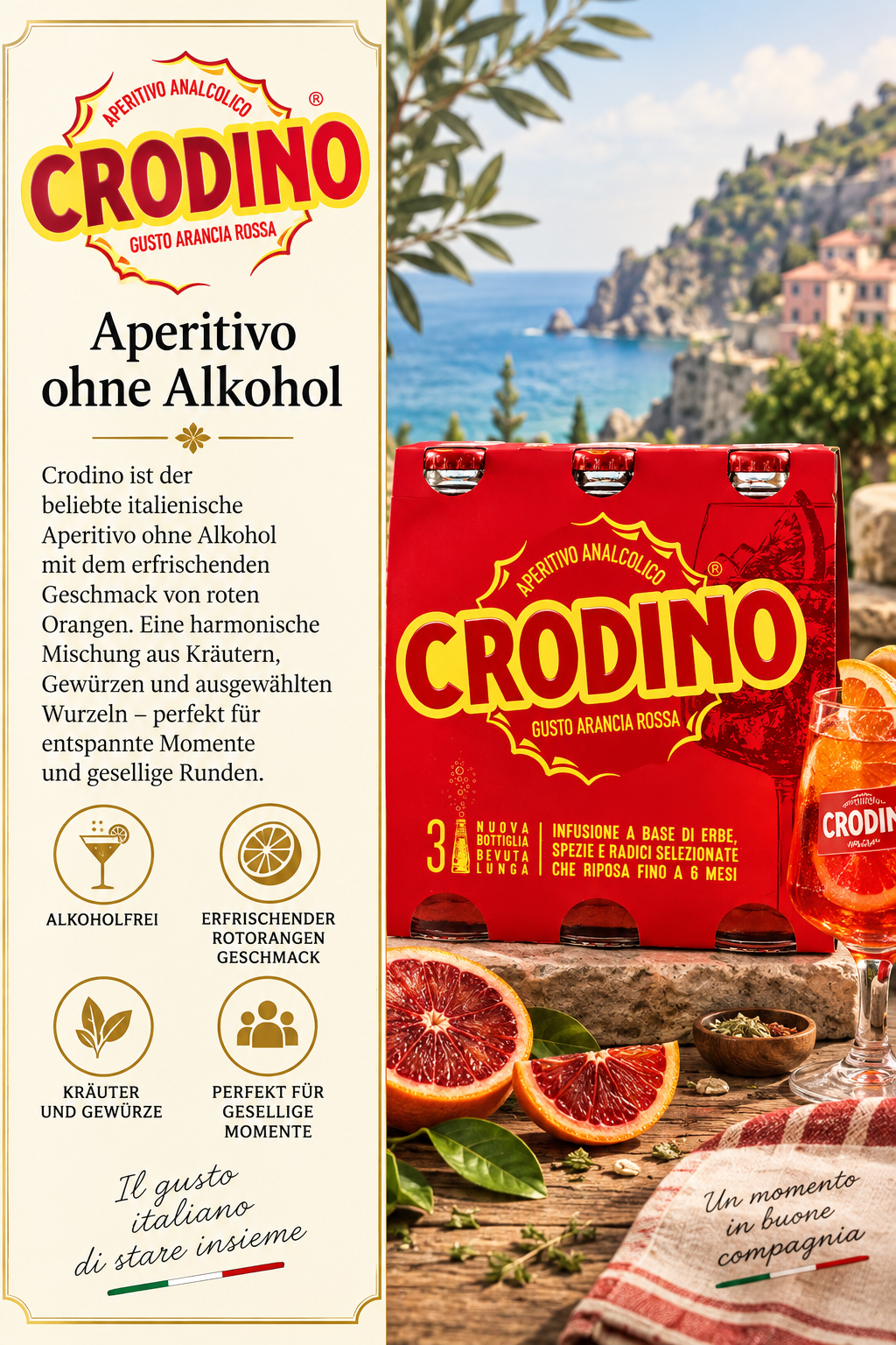 Aperitif, Alkoholfrei, Rot, Kartonverpackung, Crodino