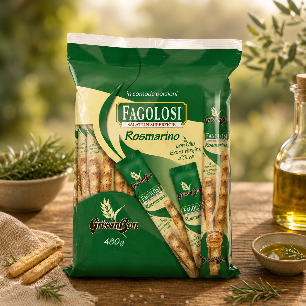 Grissini, Rosmarino, Olivenöl, Bag of breadsticks, 480 g