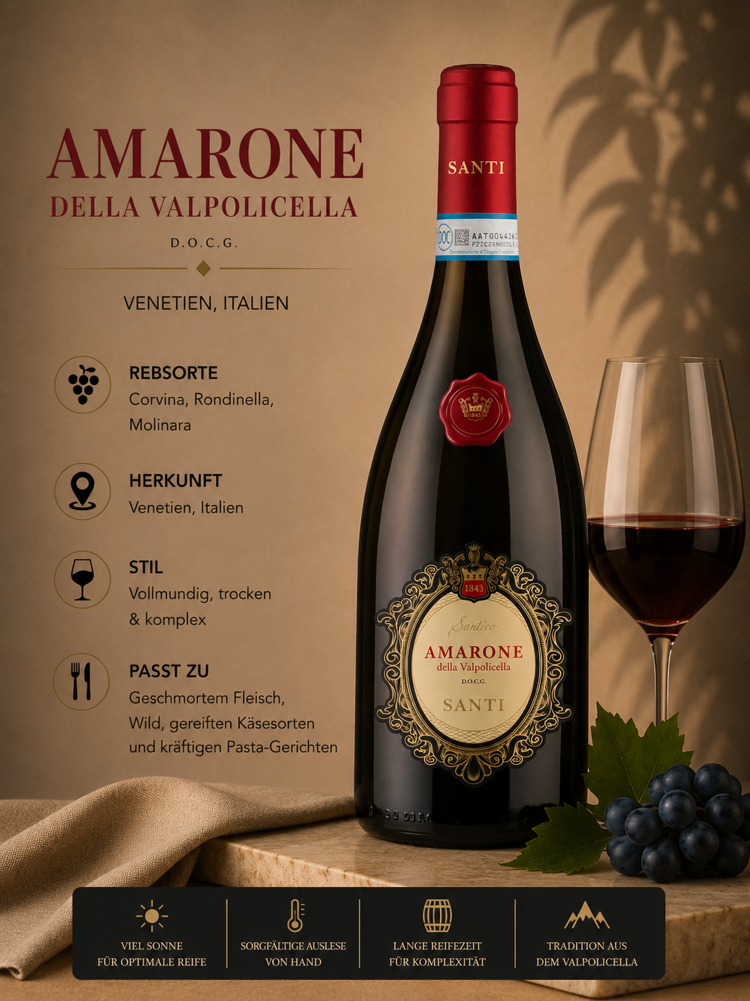 Wein, Rotwein, Amarone, Valpolicella, Flasche