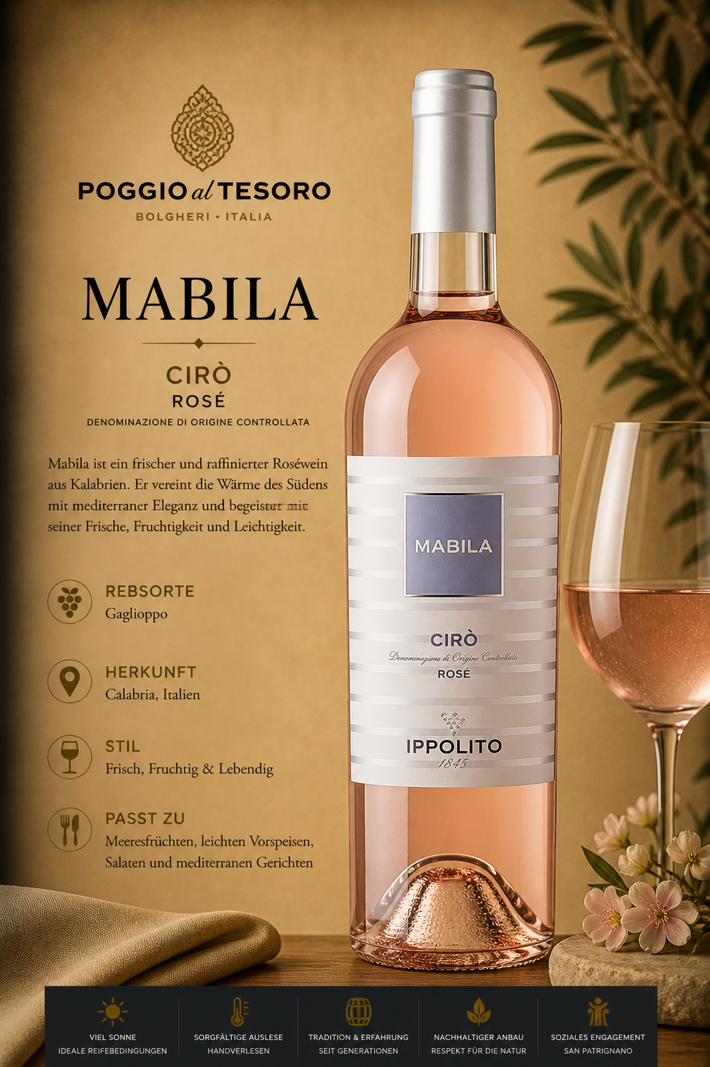 Roséwein, Mabíla, Weinflasche, Roséflasche, Verschluss aus Metall