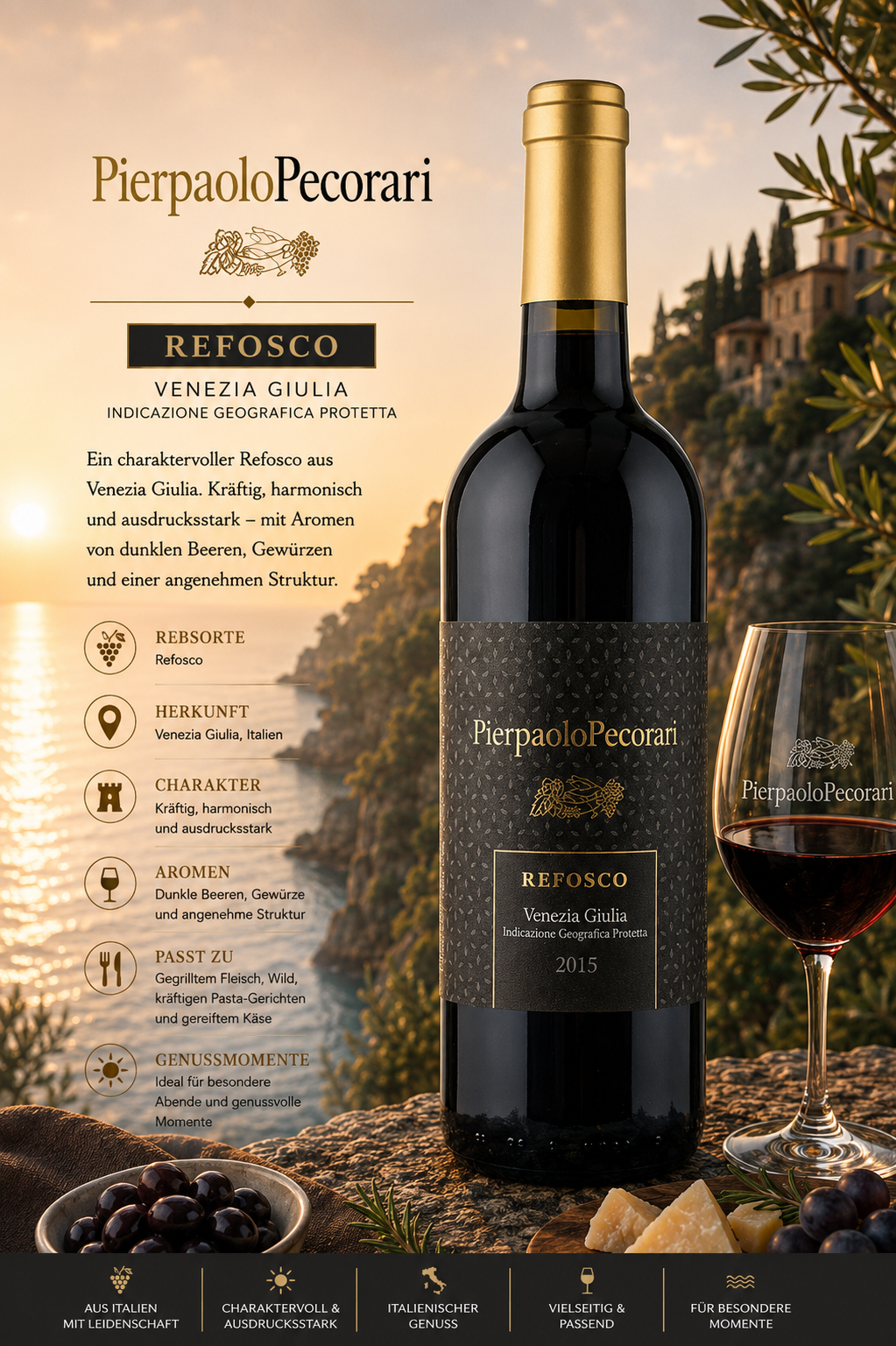 Wein, Rebflasche, Refosco, Italien, VeneziaGiulia