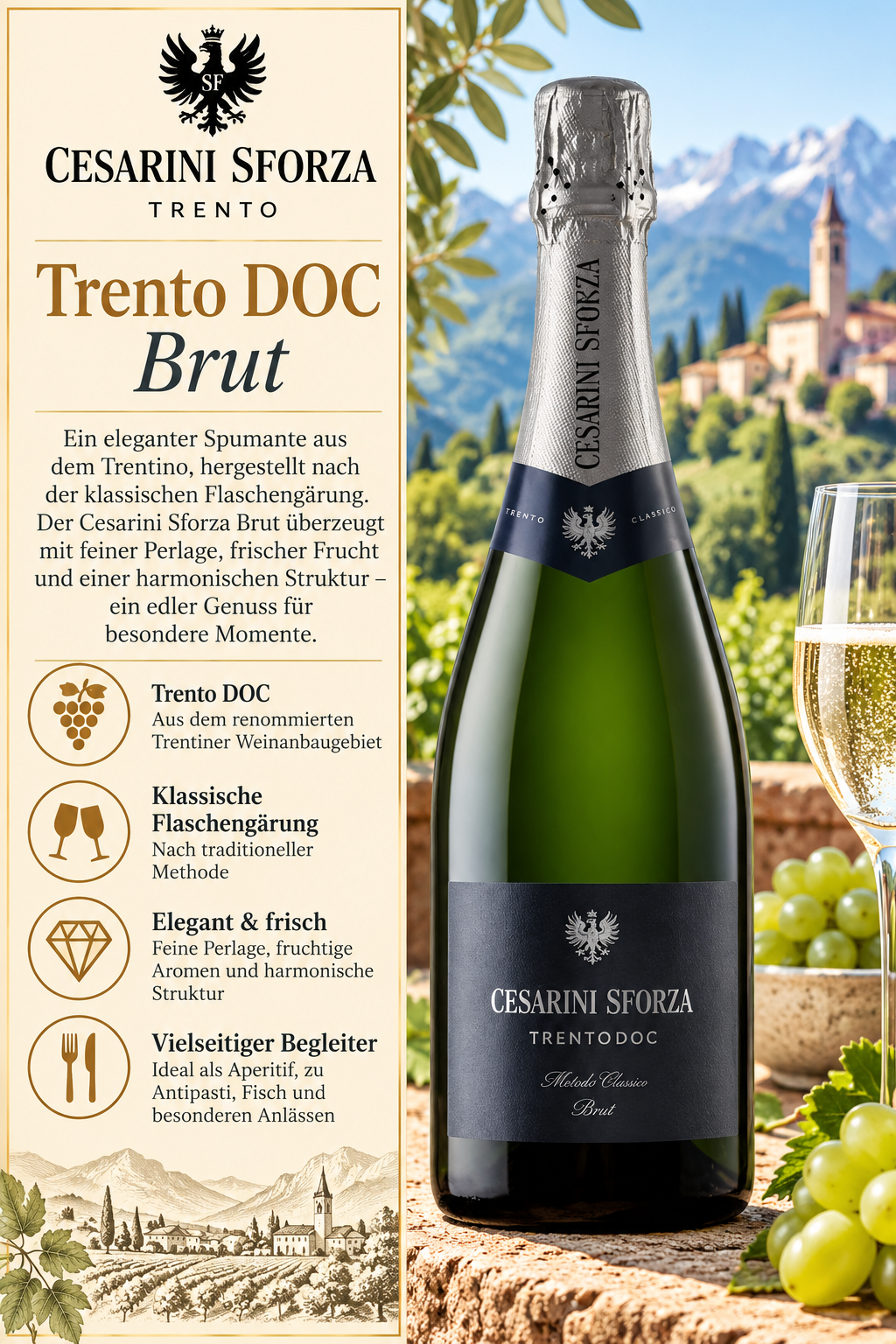 Sekt, Wein, Brut, Trento, Flasche