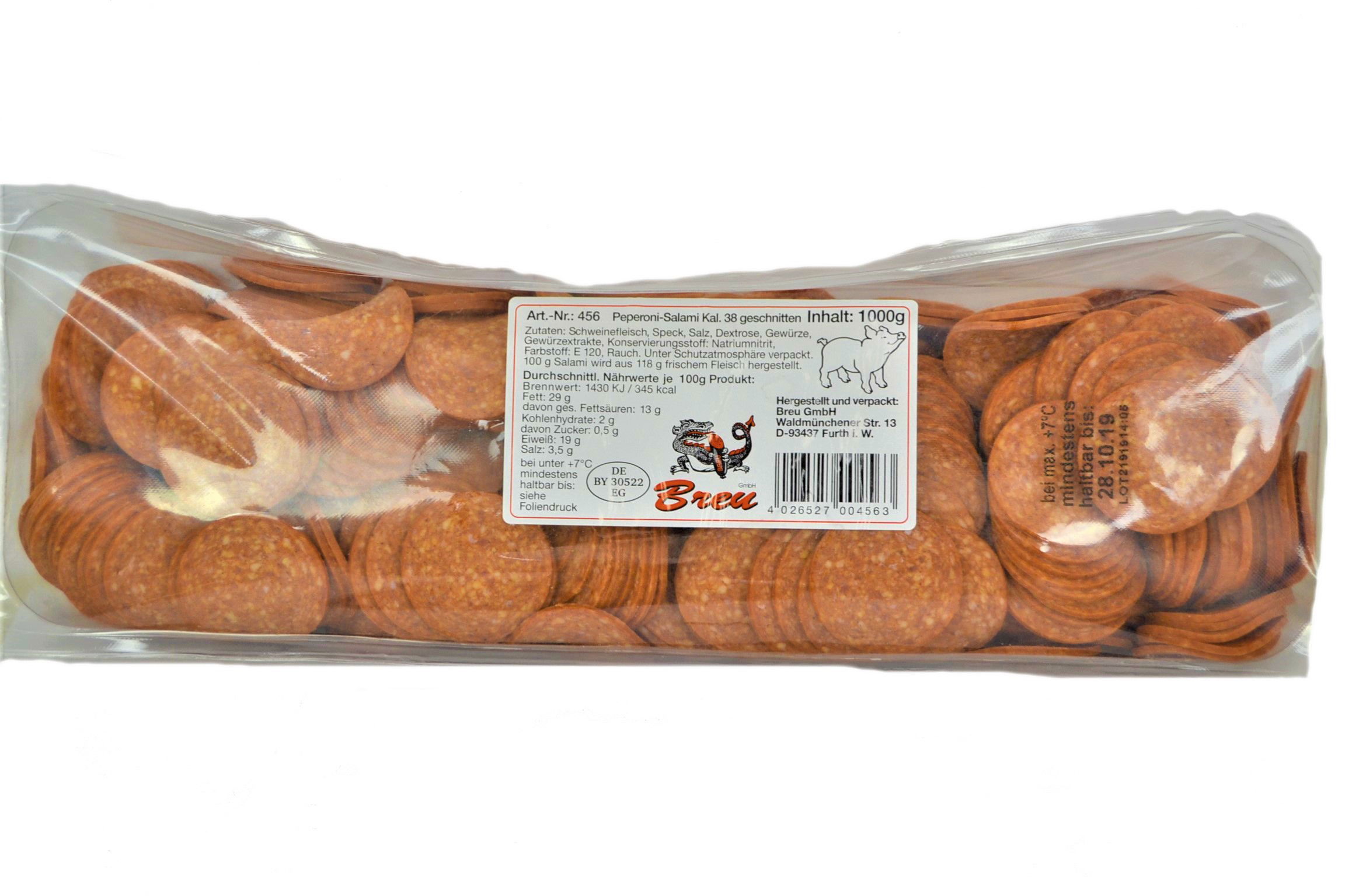 Peperonisalami geschnitten Kal. 38 1kg Breu