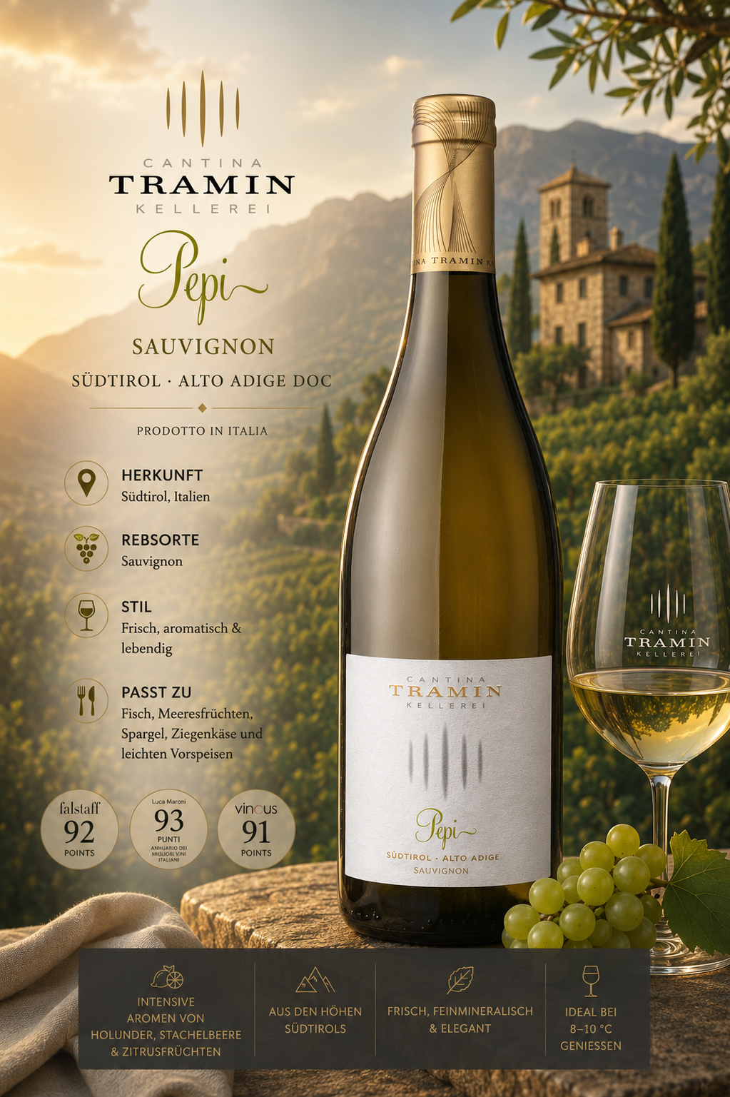 Wein, Sauvignon, Weißwein, Südtirol, Kellerei Tramin