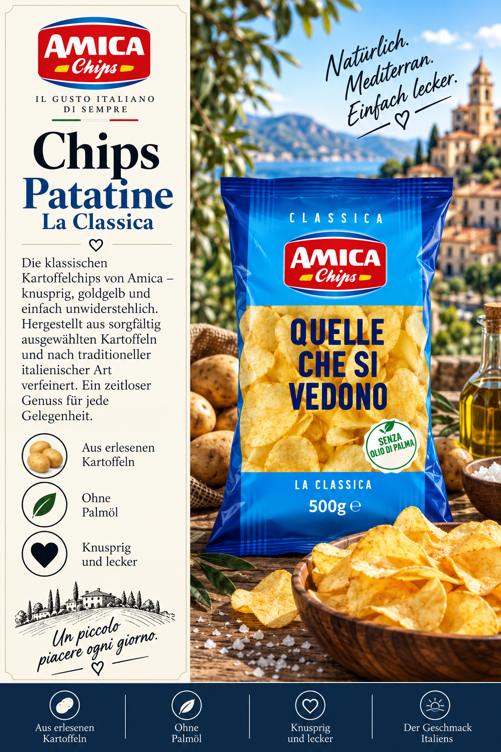 Kartoffelchips, Chips, La Classica, Olivenöl frei, Palmenfrei