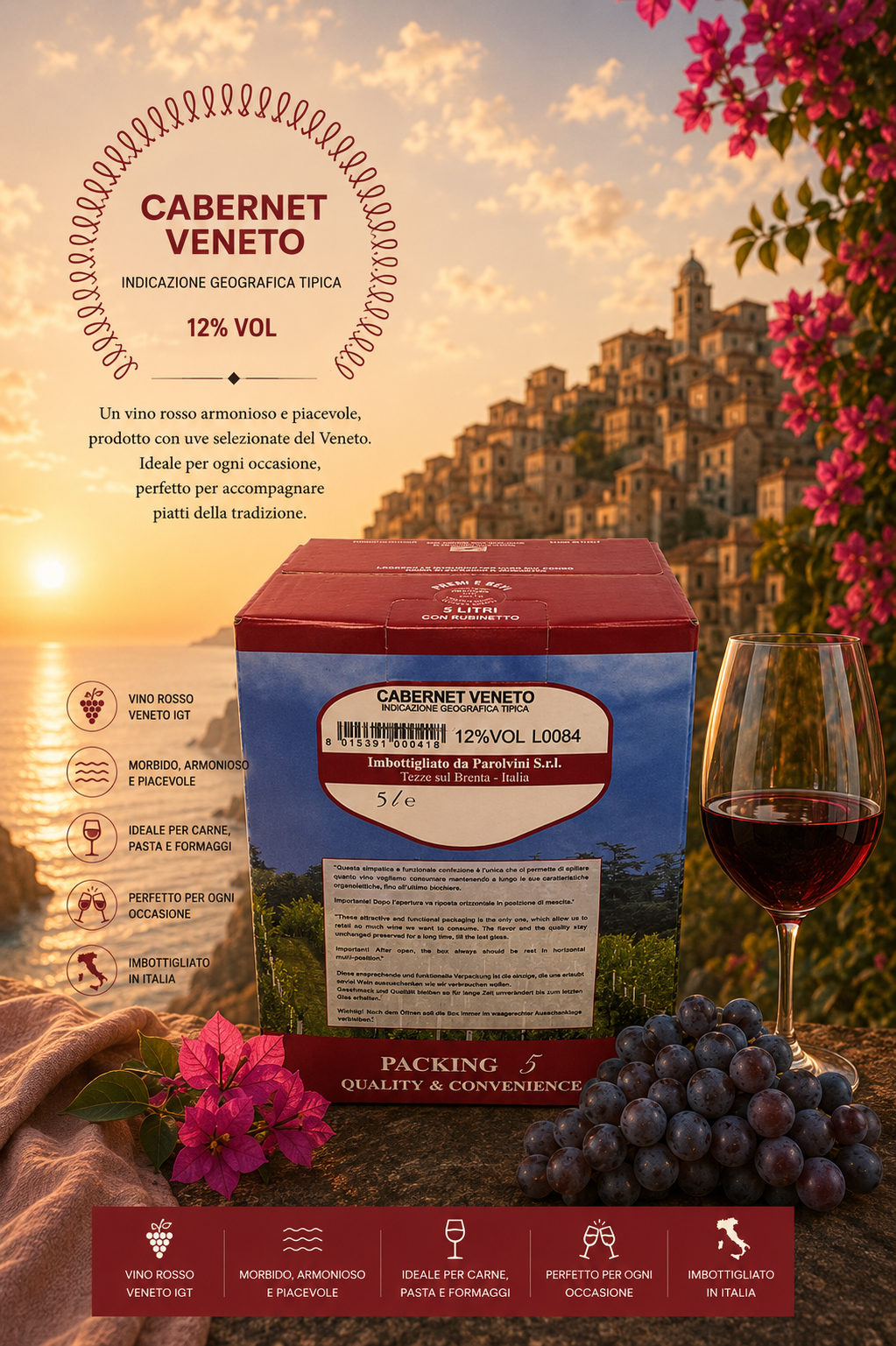 weingebinde, cabernet, weinbox, flasche 5l, glas rotwein