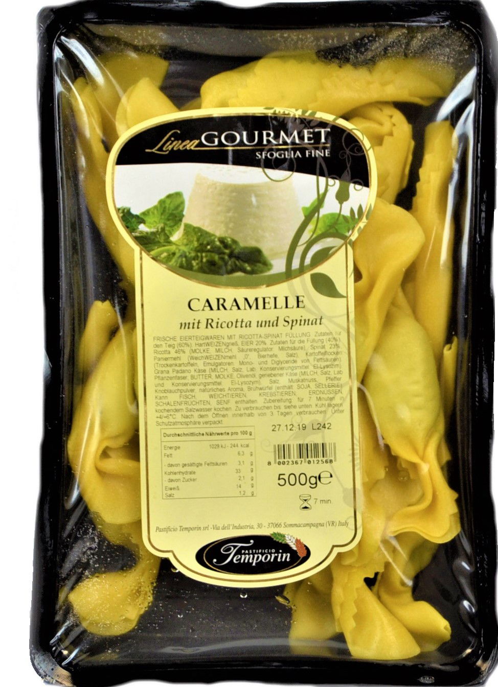 Caramelle mit Ricotta und Spinat 500g | Temporin