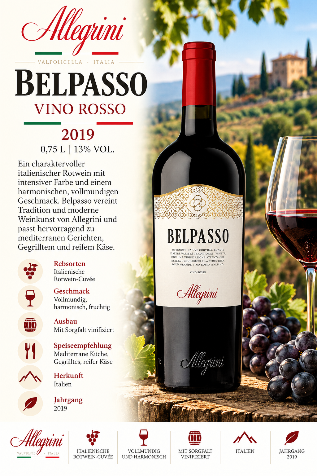 wein, rotwein, flasche, etikett, italien