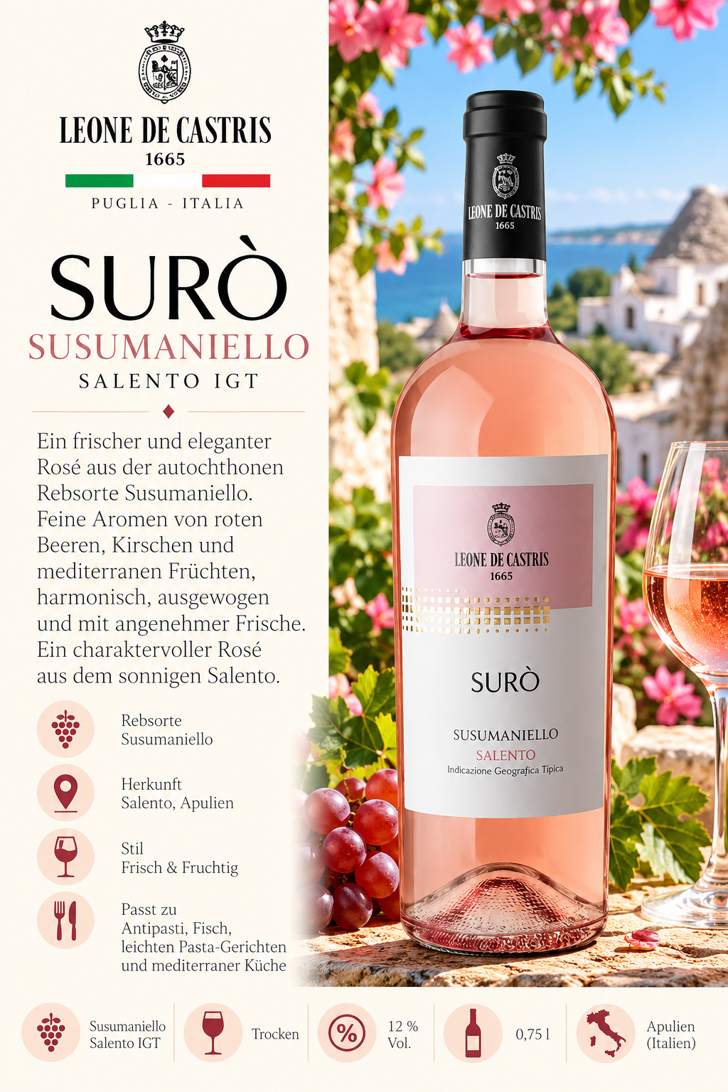 Rosé, Wein, Susumaniello, Salento, Italien