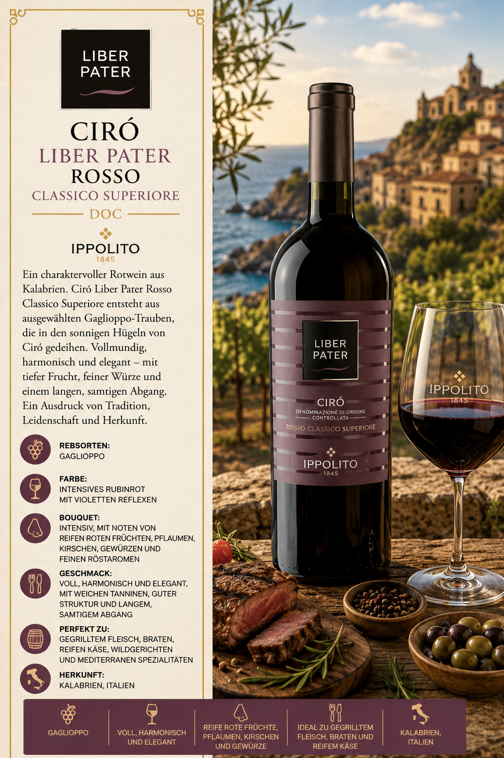 Rotwein, Kalabrien, Italien, Barrique, Flasche