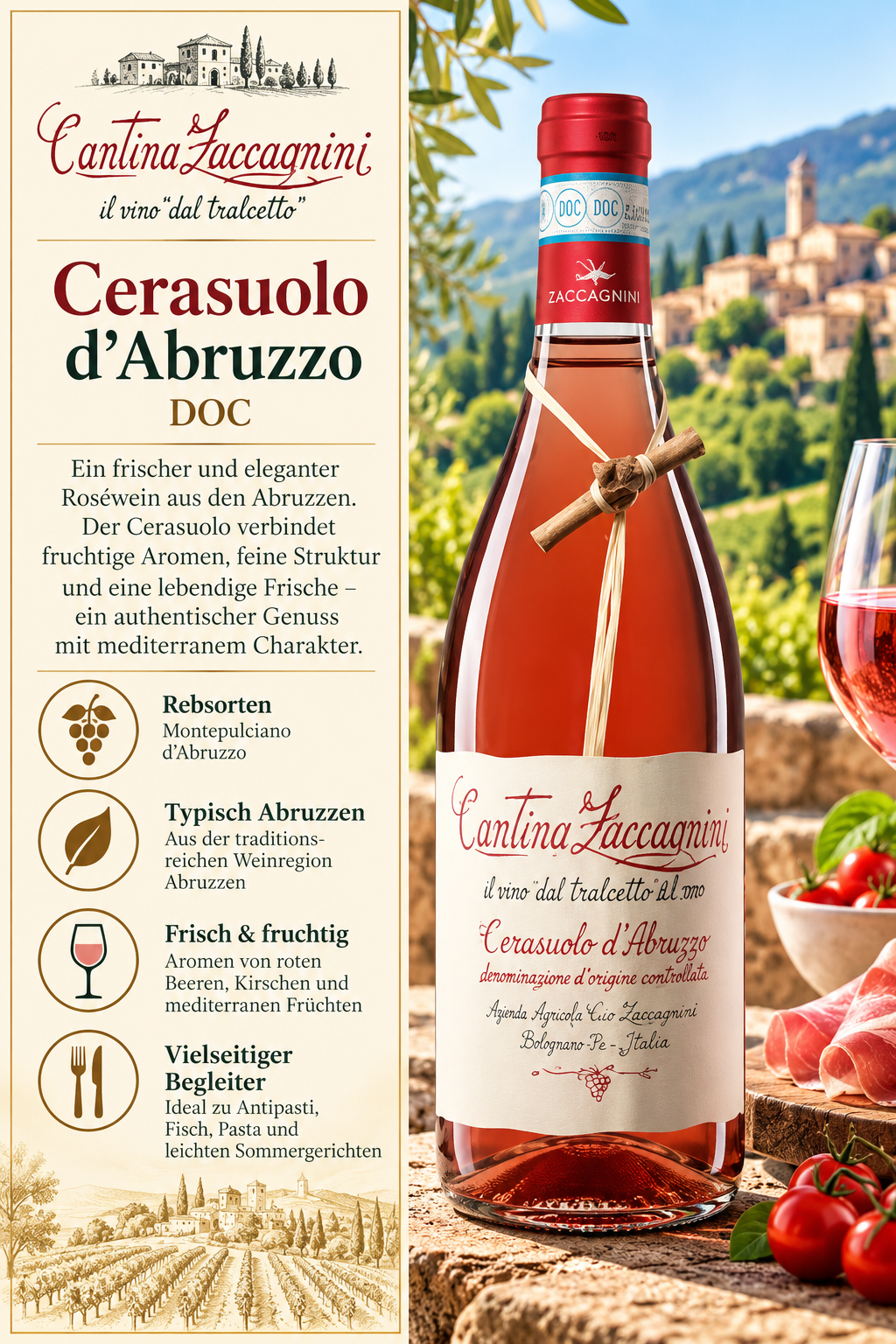 Rosé, Wein, Flasche, Etikett, Abruzzen