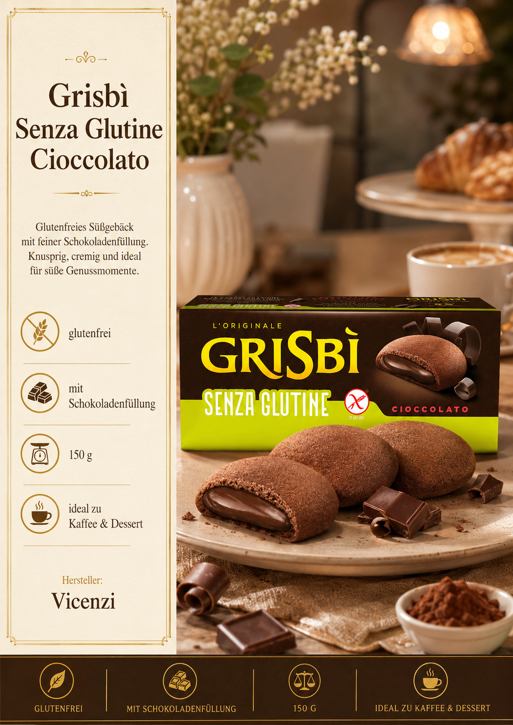 Glutenfrei, Senza Glutine, Cioccolato, Schokoladenfüllung, Keks