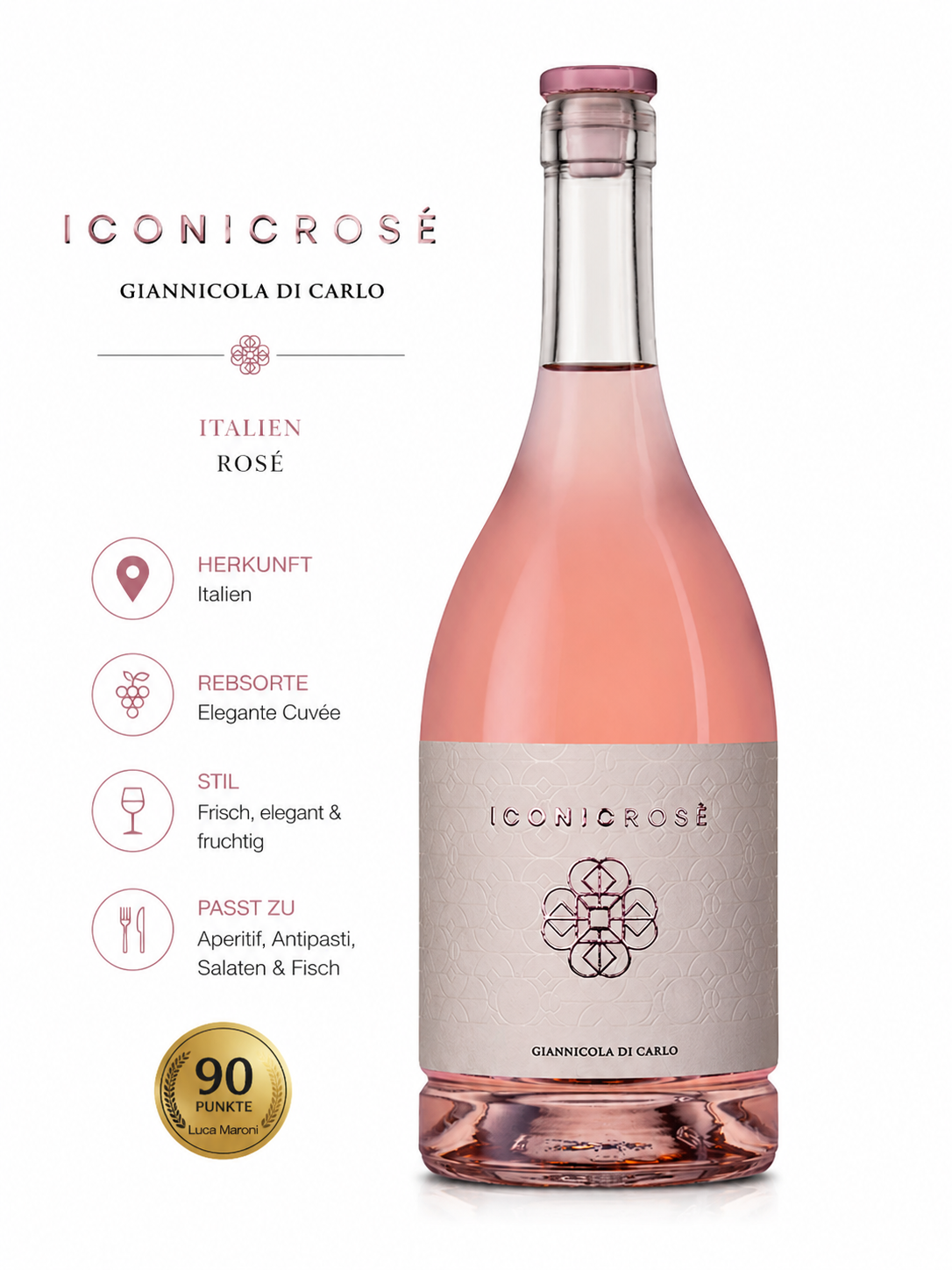 Rosé, Weißer Rosé, Italien, Glasflasche, Elegant