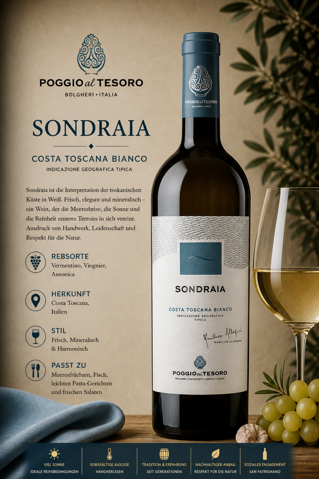 Weißwein, Sonnenregion, Toscana, Bianco, Rotwein