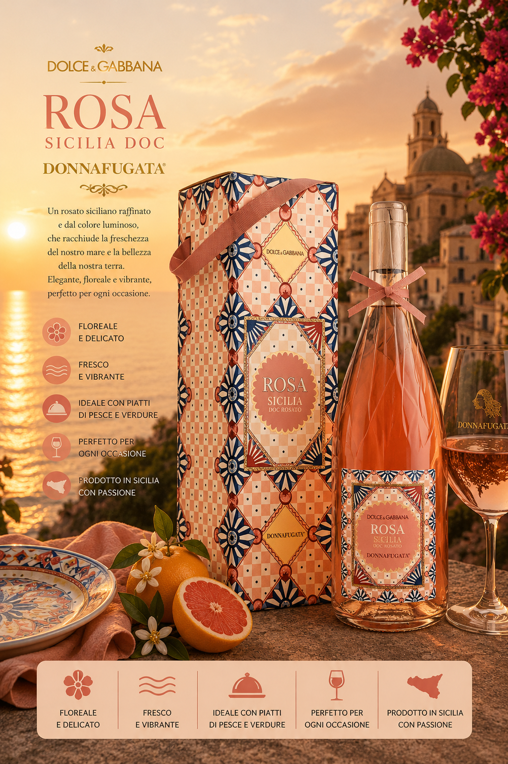 rosé, vino, botella, packaging, patrón geométrico