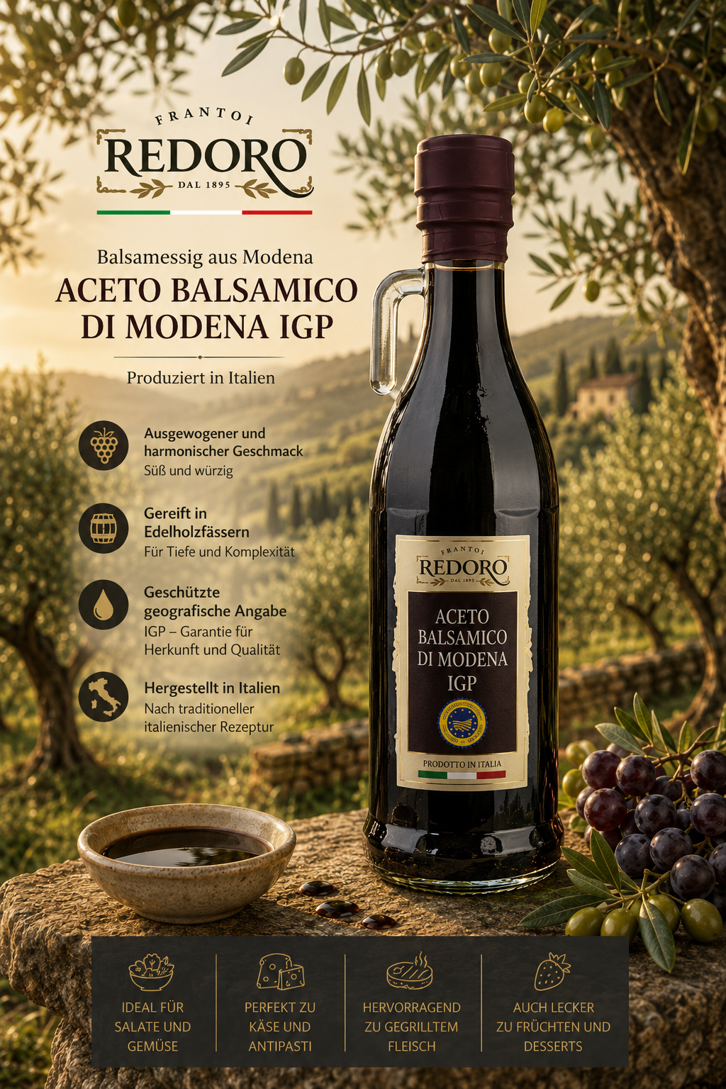 Aceto balsamico, Modena, Flasche, IGP, Italien