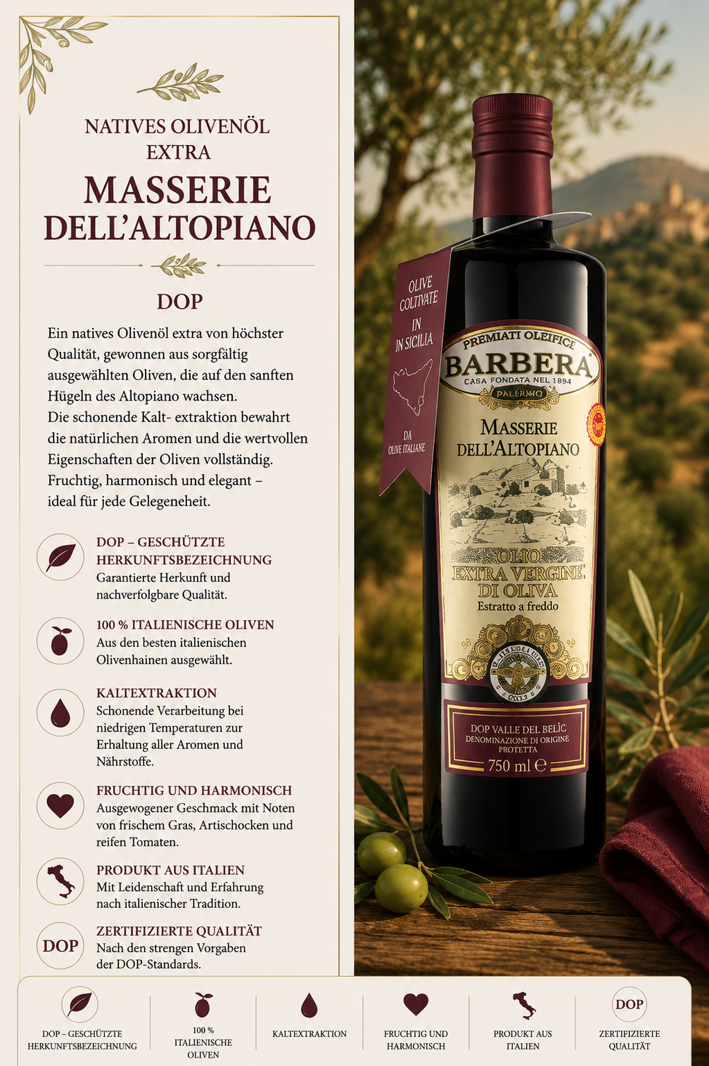 olivenöl, extra vergine, barbera, italienische olive, flasche