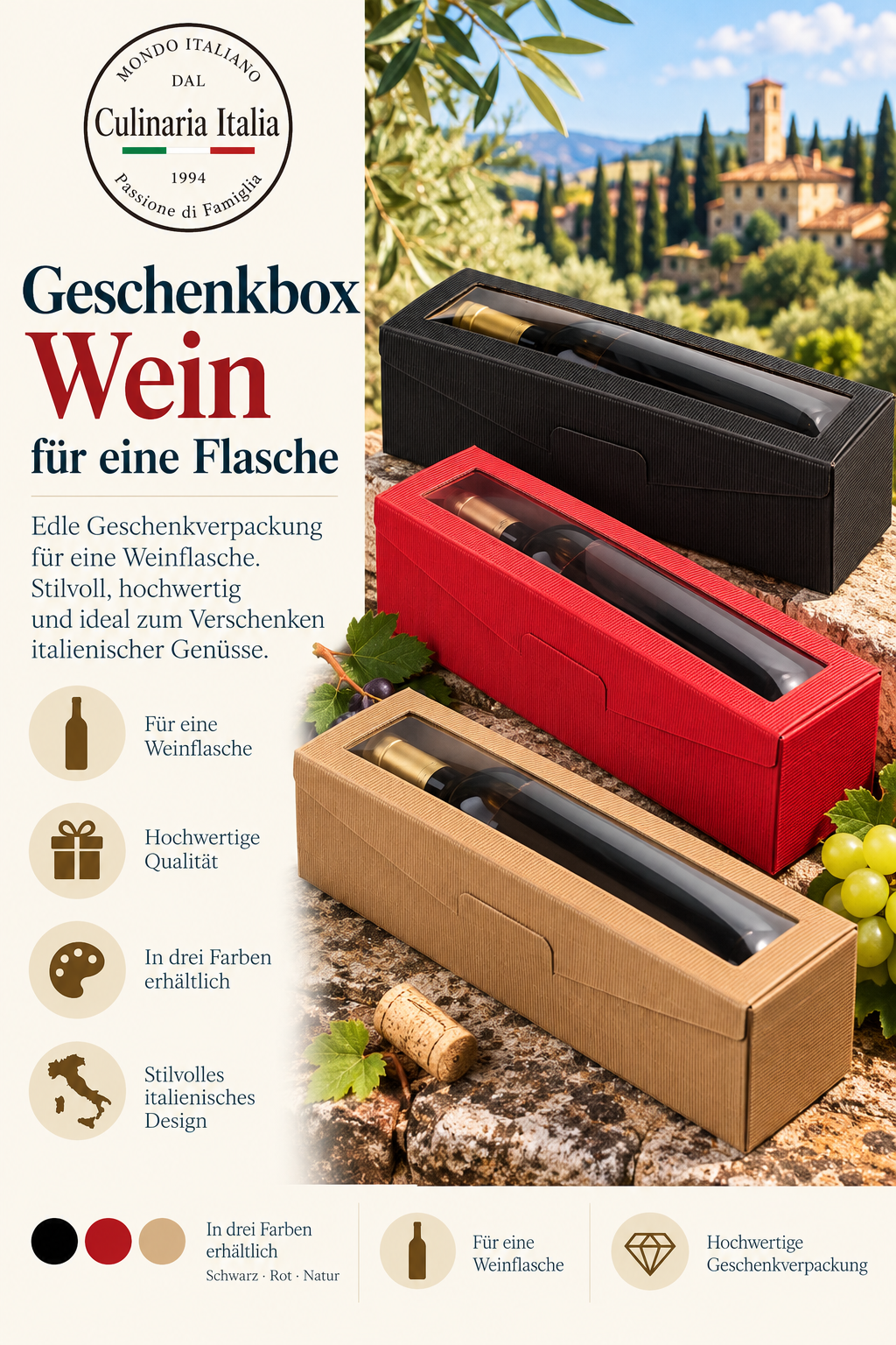 Wein, Flasche, Geschenkbox, Kartonverpackung, Mehrfarbig