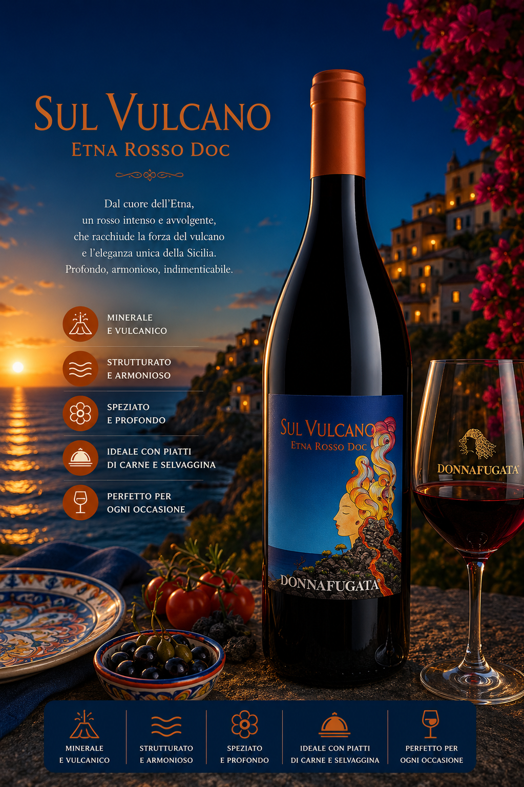 Wein, Rotwein, Flasche, Etna Rosso Doc, Donnafugata