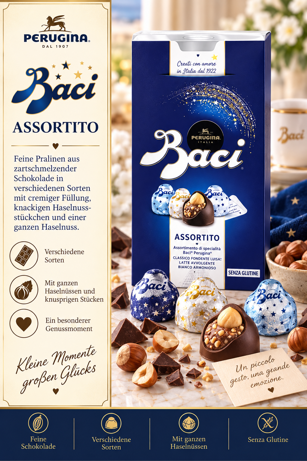 Schokolade, Pralinen, Nussfüllung, Assortiment, Spezialität