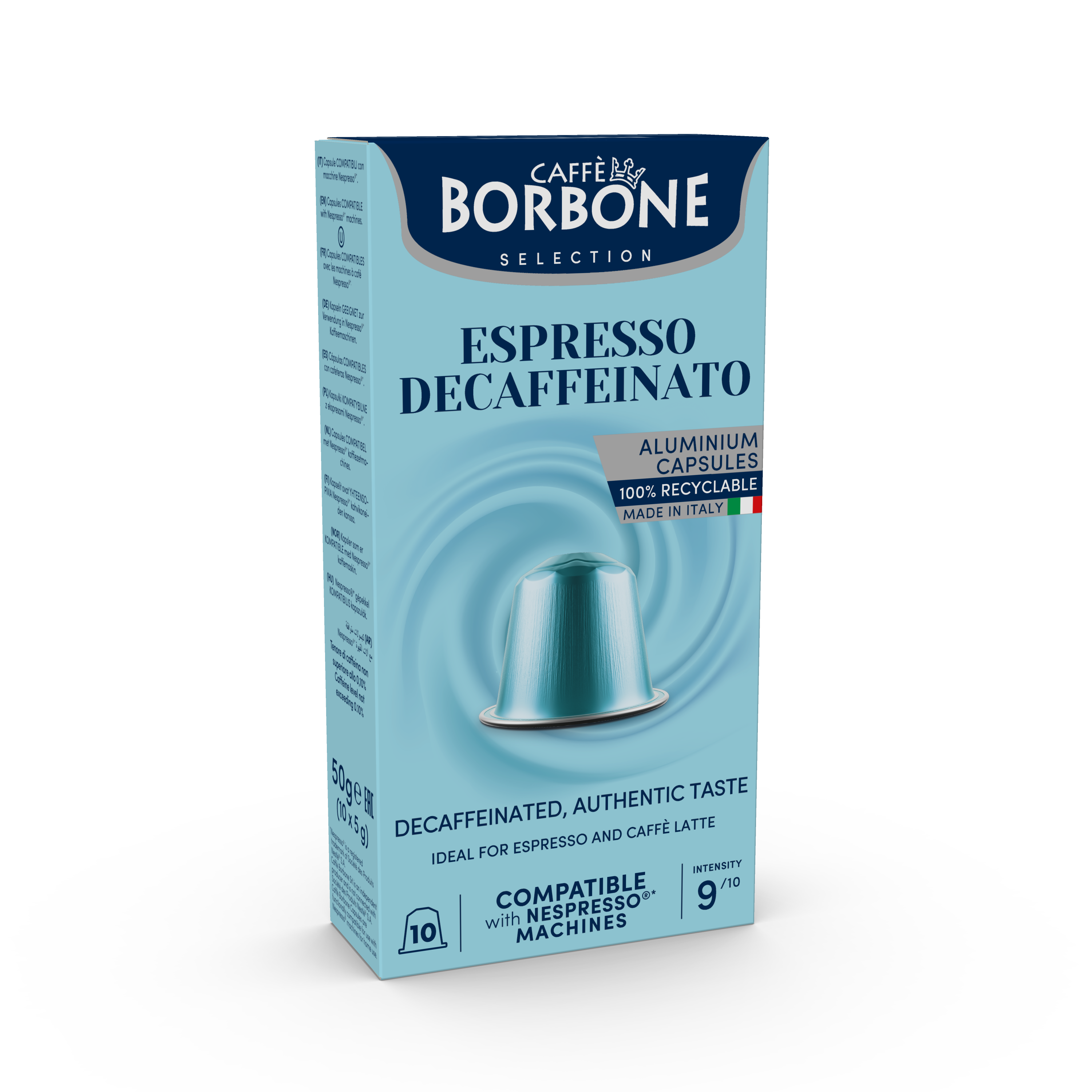 Caffe Borbone DEK ohne Koffein  Alukapsel für Nespresso 10 Stück a 5 g /Caffè Borbone 